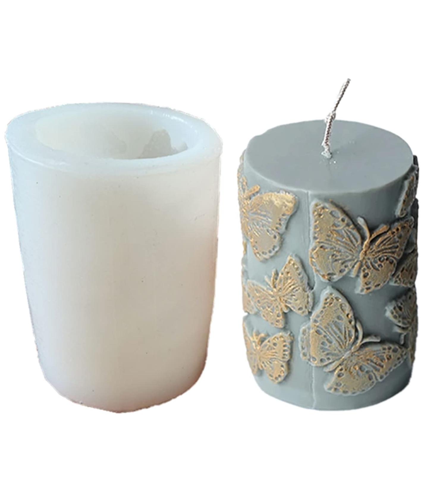 Embossed Butterfly Frangipani Cylinder Candle Mold - Silicone Mold for Candle Making - Buy Online on GoSupps.com