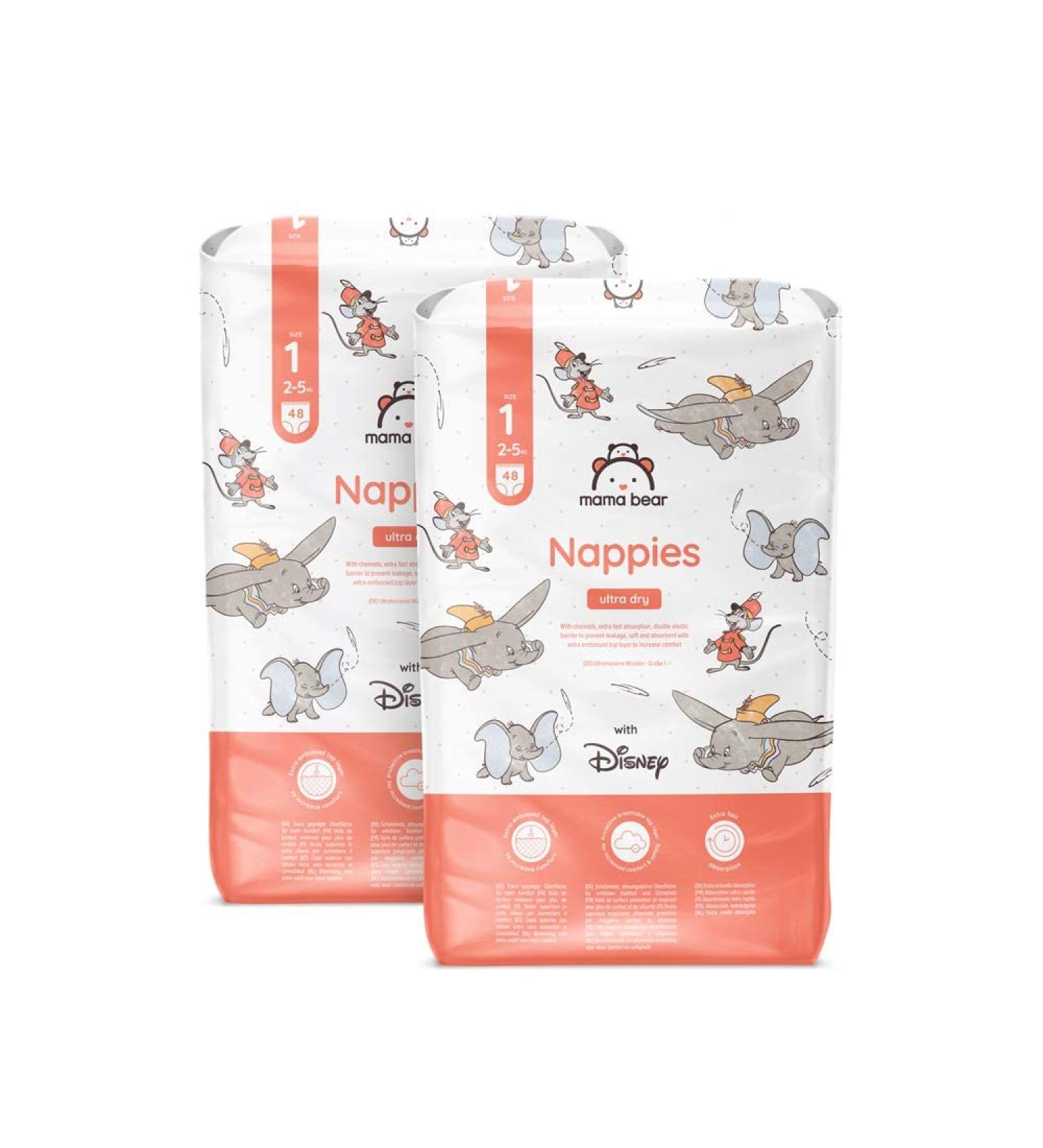 Shop Mama Bear Disney Ultra Dry Diapers Size 1 (2-5 kg) - 96 Pieces Monthly Box | International Shipping Available - Buy Online on GoSupps.com