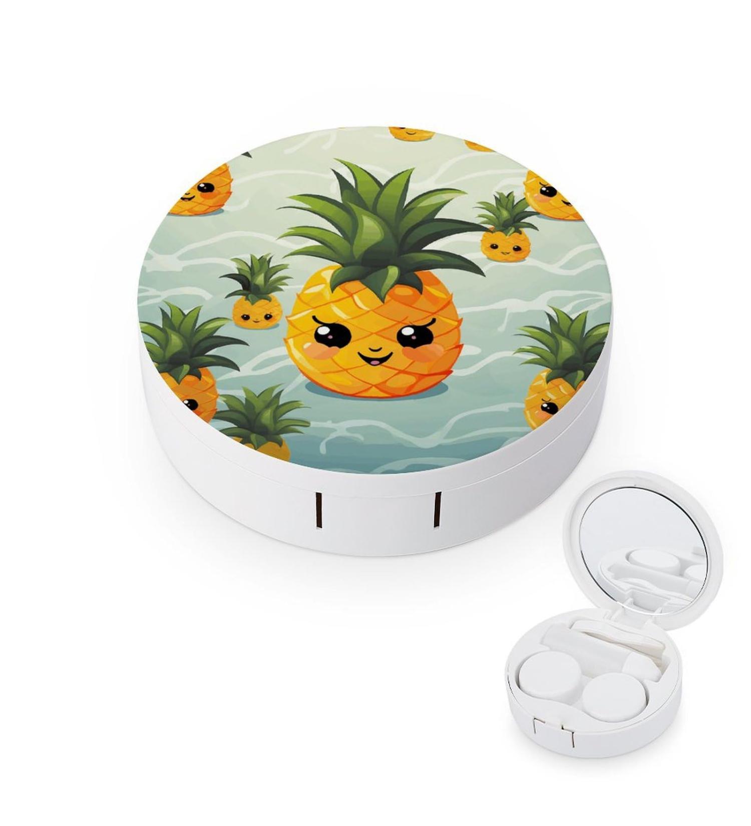 Cute Pineapple Print Contact Lens Case | Durable Plastic Travel Box & Lens Care Storage - Buy Online on GoSupps.com