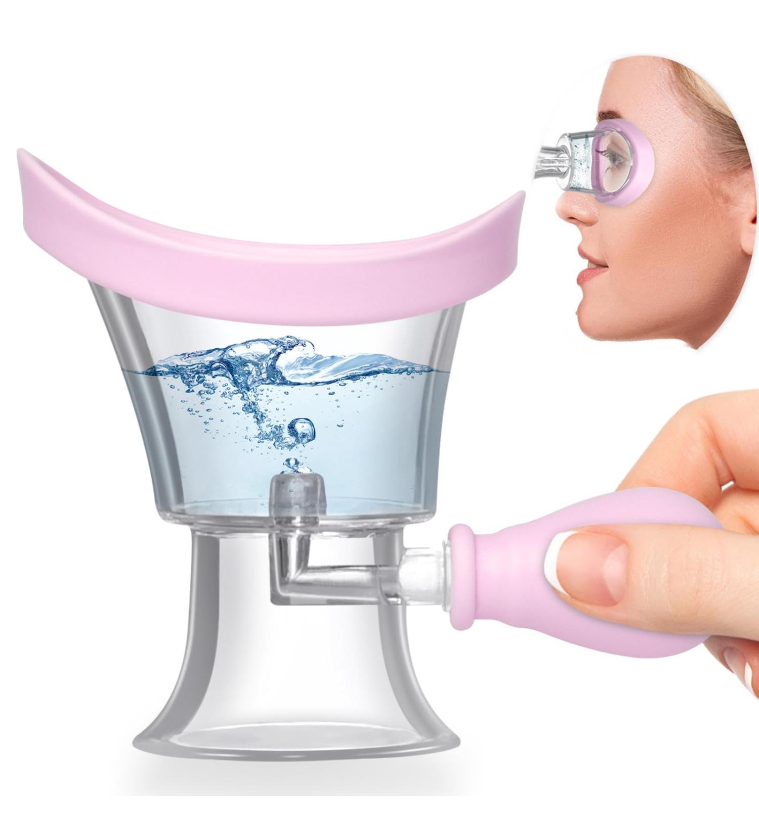 Eye Wash Cup - Silicone Manual Air Pressure Tool for Soothing Tired Eyes Removes Dust & Makeup (Pink) | International Shipping Available - Buy Online on GoSupps.com