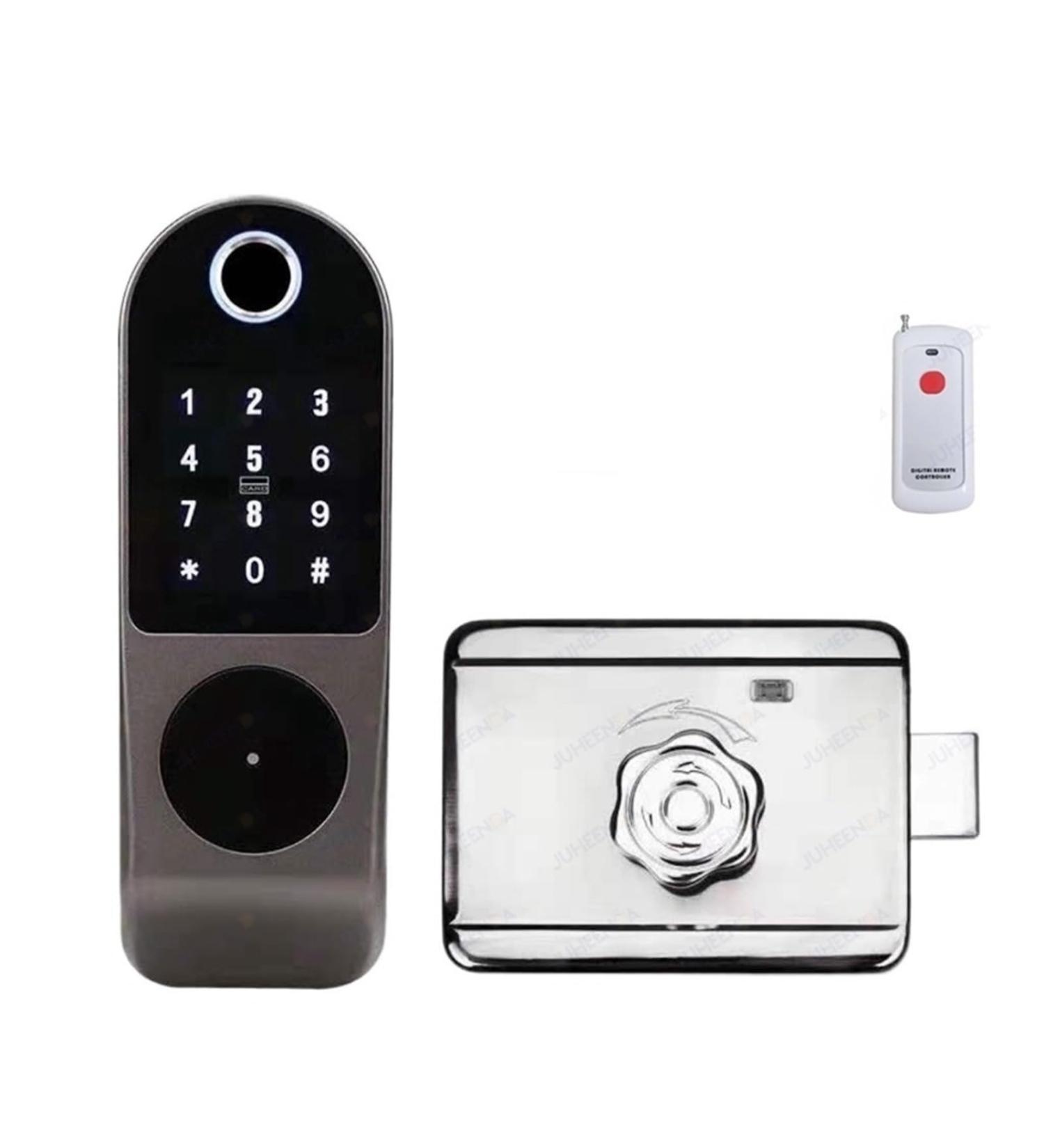 No Wiring Security Home Gate Door Keyless Entry Card WiFi Smart Door Lock Digital Dou Side Fingerprint Rim Lock (Color : (Dou) Remote) (Basic with Remote) - Buy Online on GoSupps.com