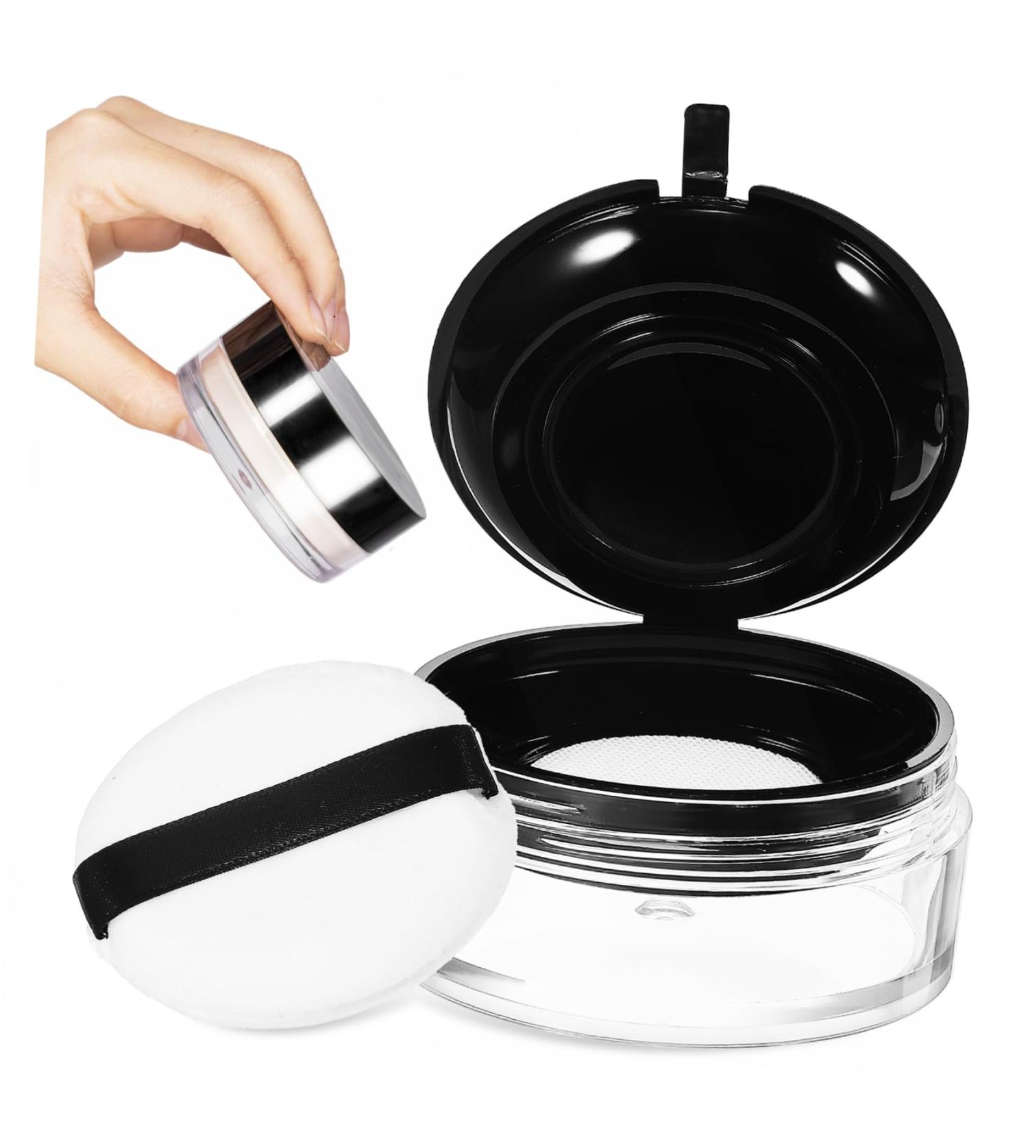 NUSITOU Powder Travel Container Foundation Travel Container Powder Container with Mirror and Puff Portable Travel Size Container Puff Powder Applicator Body Powder Container - Buy Online on GoSupps.com
