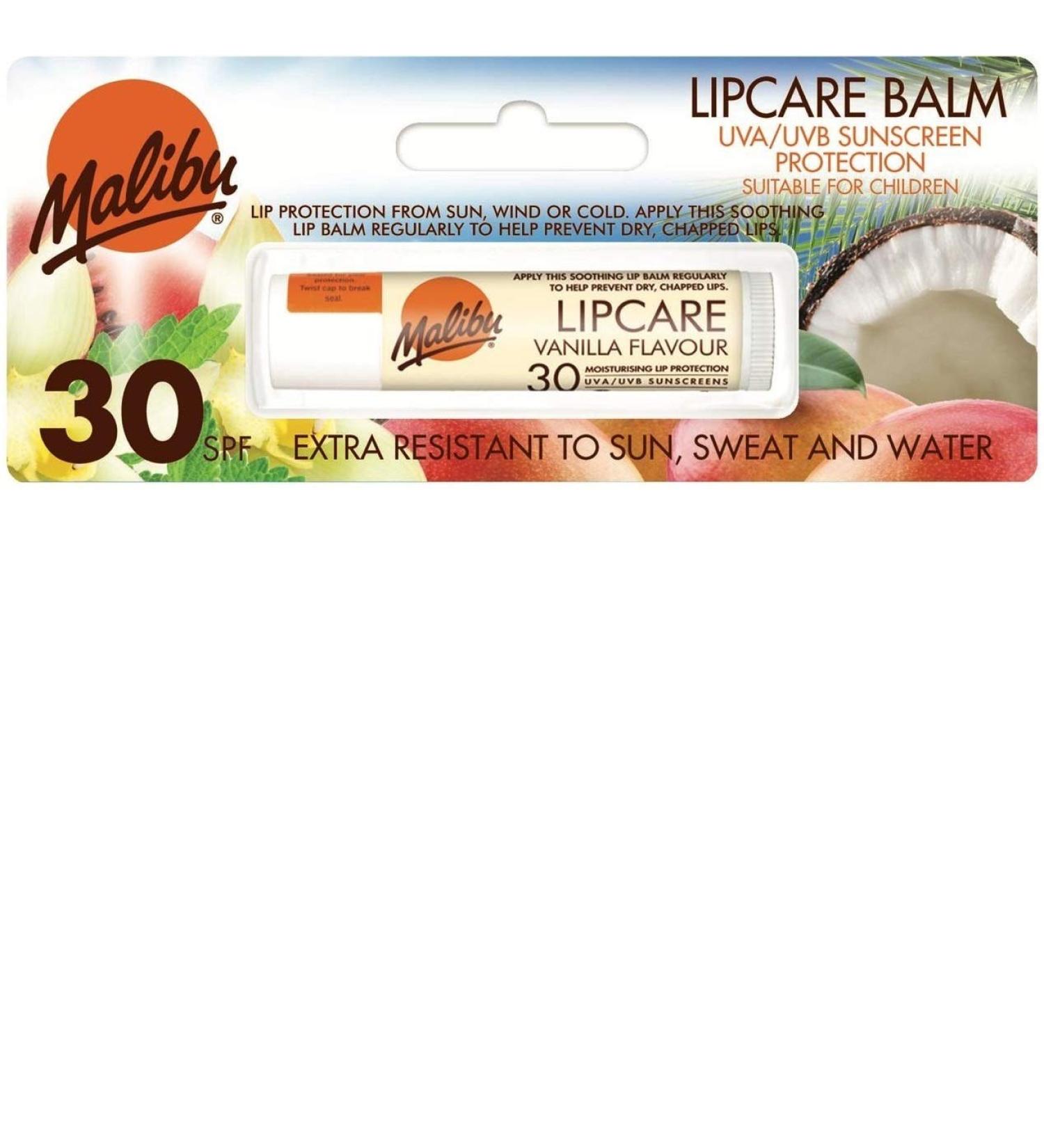 Malibu Lipbalm SPF30 Vanilla 4ml - Moisturizing Lip Care with Sun Protection - Buy Online on GoSupps.com