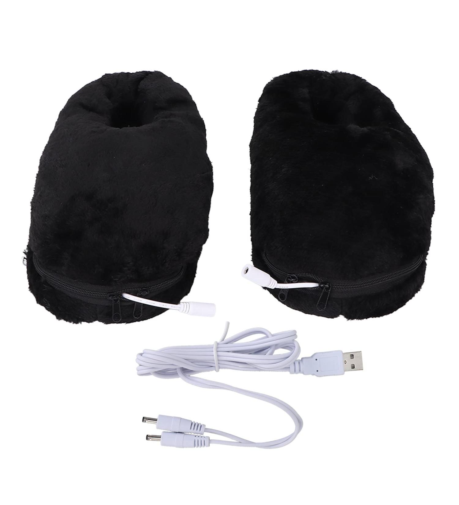 ZLXHDL Heated Shoes - USB Heating Slippers for Men & Women Washable Plush Outdoor Footwear in Black - Buy Online on GoSupps.com