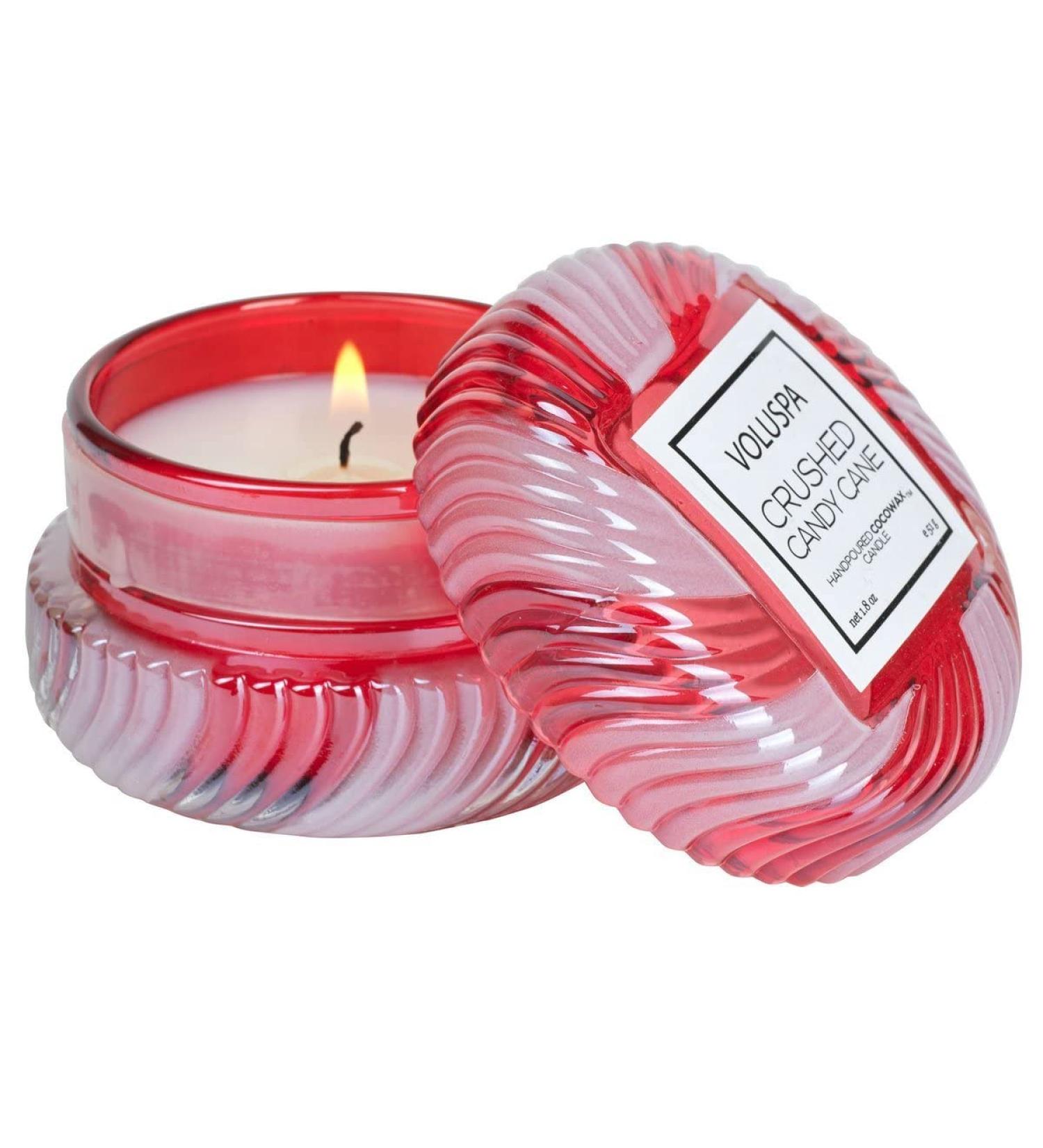 Voluspa Crushed Candy Cane Macaron Candle - 1.8oz (51g) | Premium Scented Candle for Holiday Decor | International Shipping Available - Buy Online on GoSupps.com