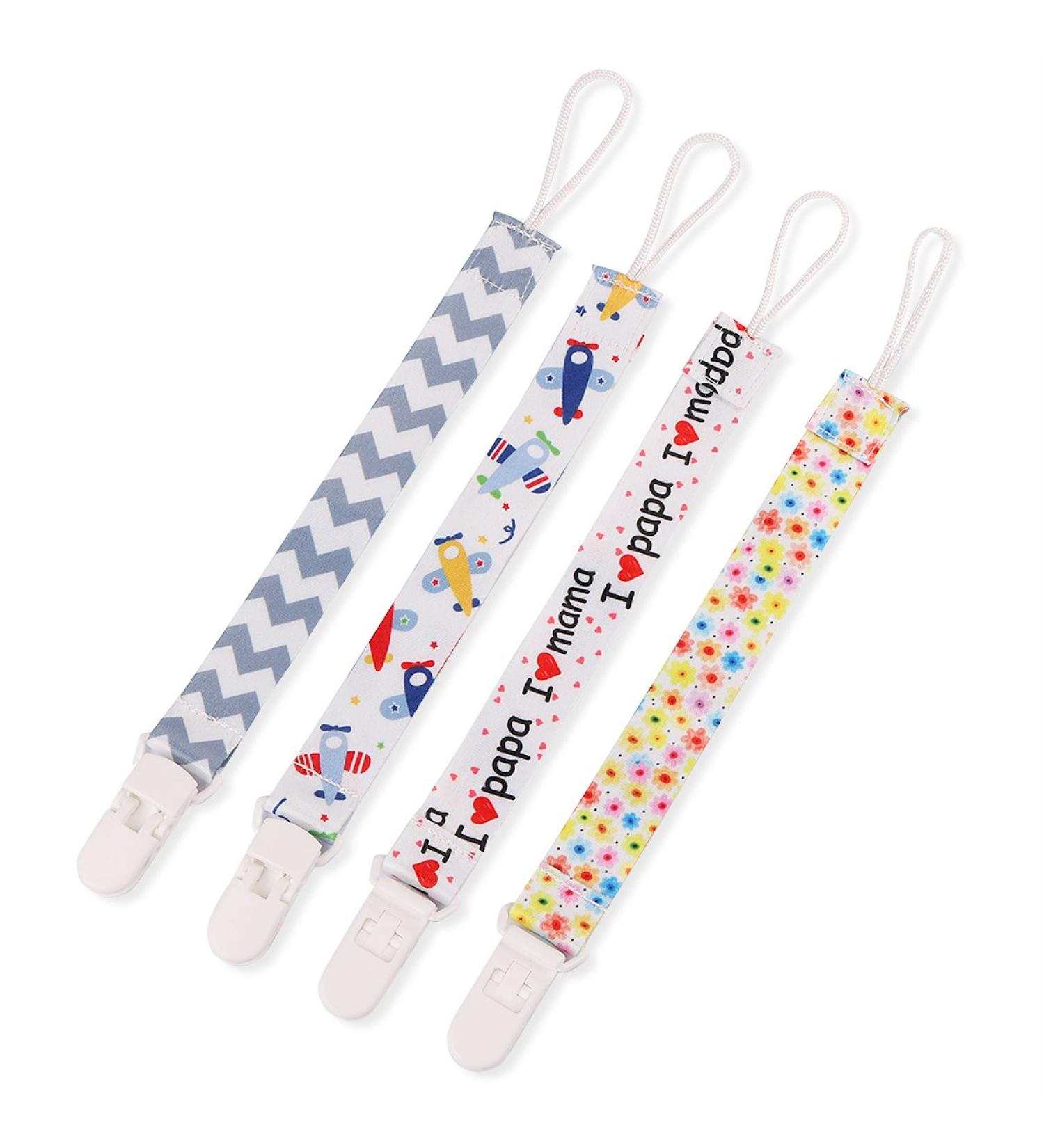 YiZYiF Baby Boys Girls 4 Pack Pacifier Strap - Multicolored Fabric Pacifier Chains with Clip for Secure Baby Soothing - Buy Online on GoSupps.com