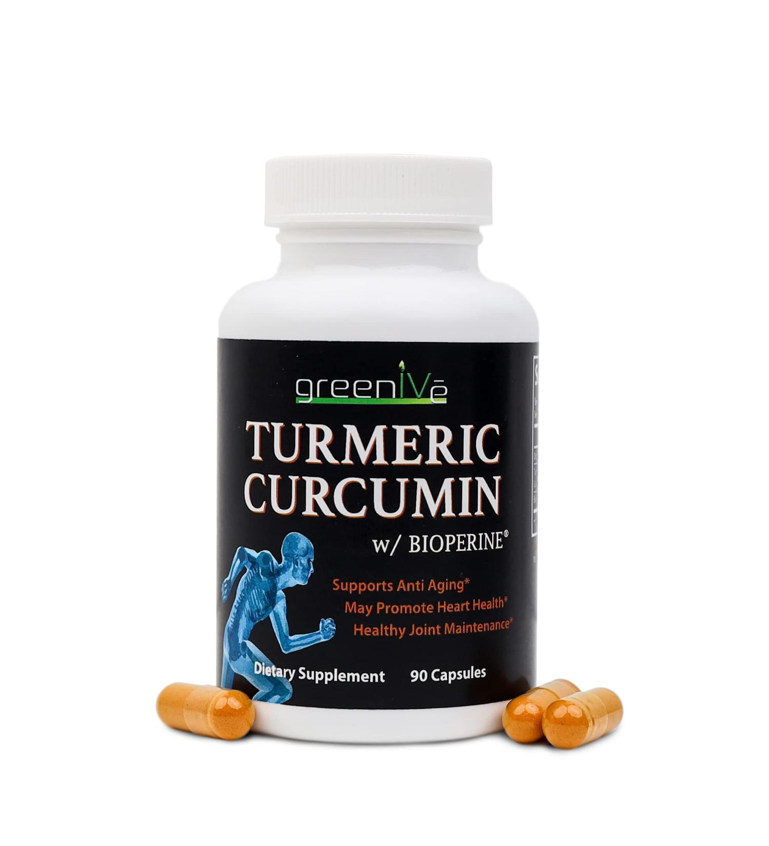 Greenive Turmeric Curcumin with BioPerine 90 Capsules - 46X Higher Absorption, Exclusively on Amazon - Buy Online on GoSupps.com