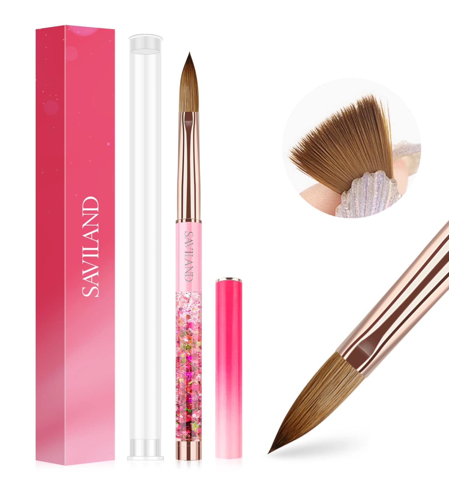 Saviland Size 12 Acrylic Nail Brush - Pink Gradient Handle, Professional Nail Brushes for Acrylic Powder, Ideal for Beginners & Pros - 1 pc - Buy Online on GoSupps.com
