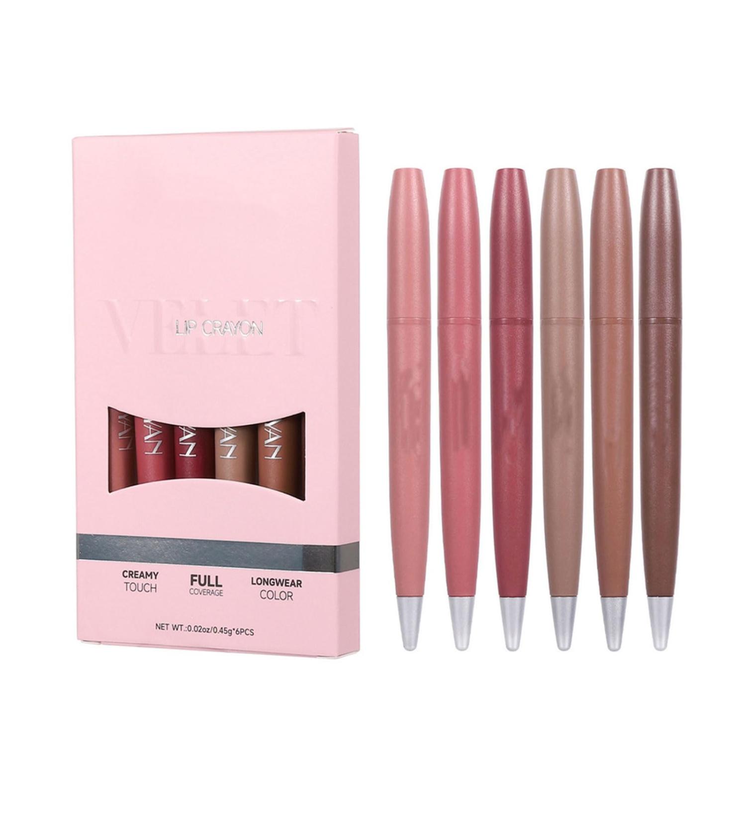 CHAKAE 6Pcs Luxurious Matte Lip Liner Pencil for Women Girls Creamy Texture Full Coverage Long Lasting Waterproof Lip Gloss - Buy Online on GoSupps.com