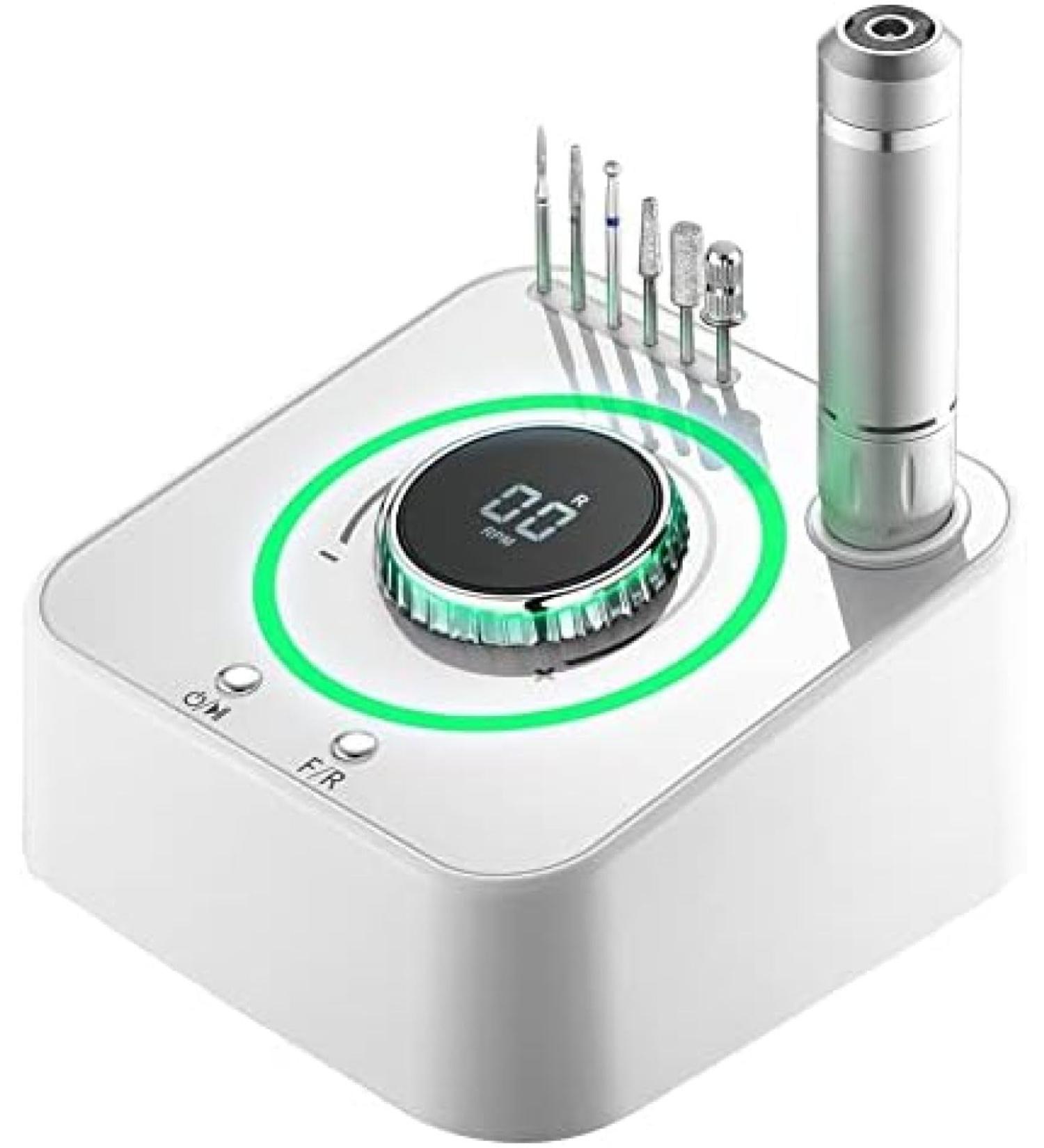 Nail Cutter Professional 40000 Rpm Electric Nail Cutter For Gel Nails Nail File Manicure Pedicure Set With Colour Lamp Knob 6 Bits And Foot Pedal White - Buy Online on GoSupps.com