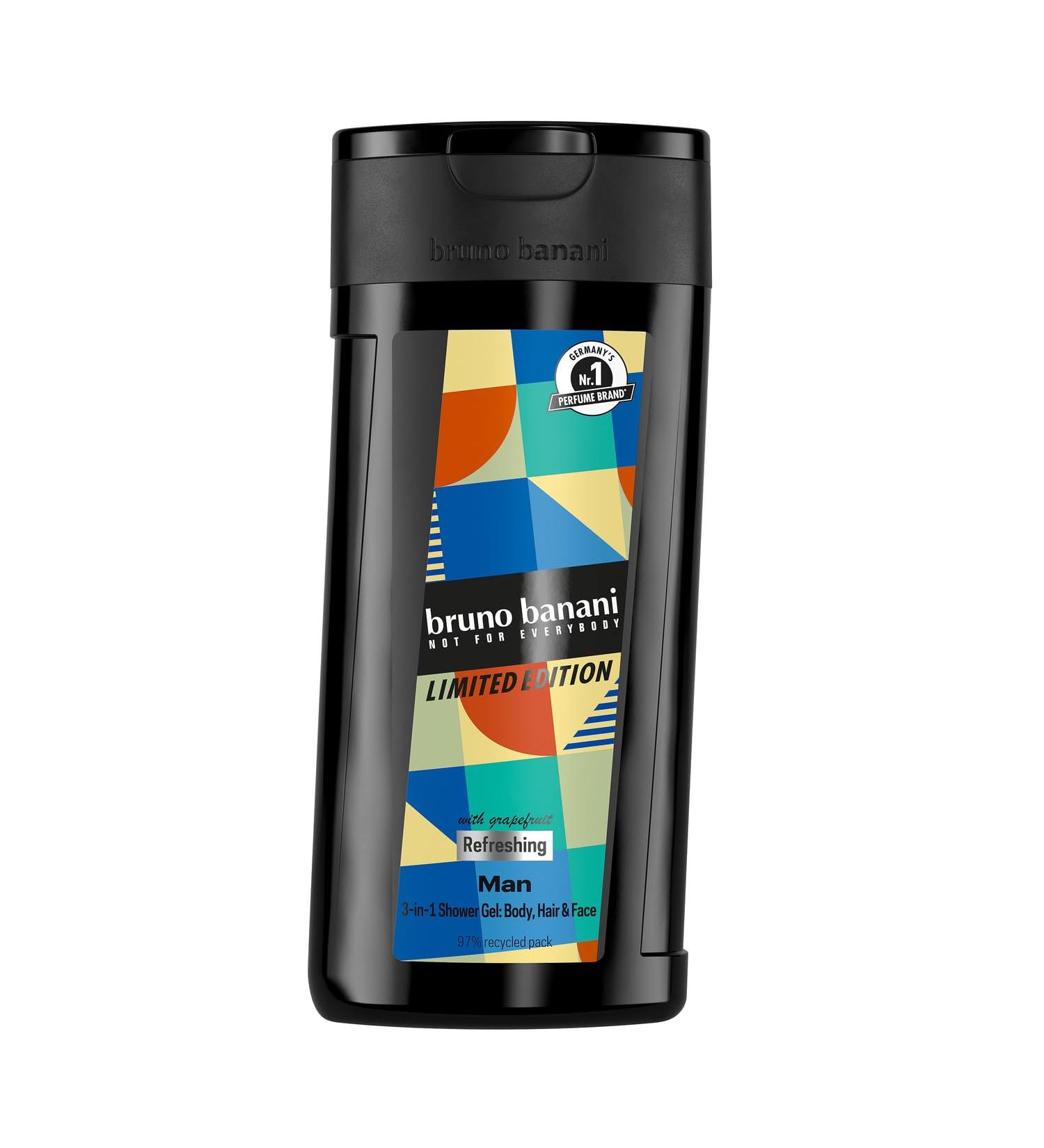 Bruno Banani Limited Edition Man Shower Gel - 3-in-1 Body Hair & Face Wash with Woody Fragrance - 250 ml - Buy Online on GoSupps.com