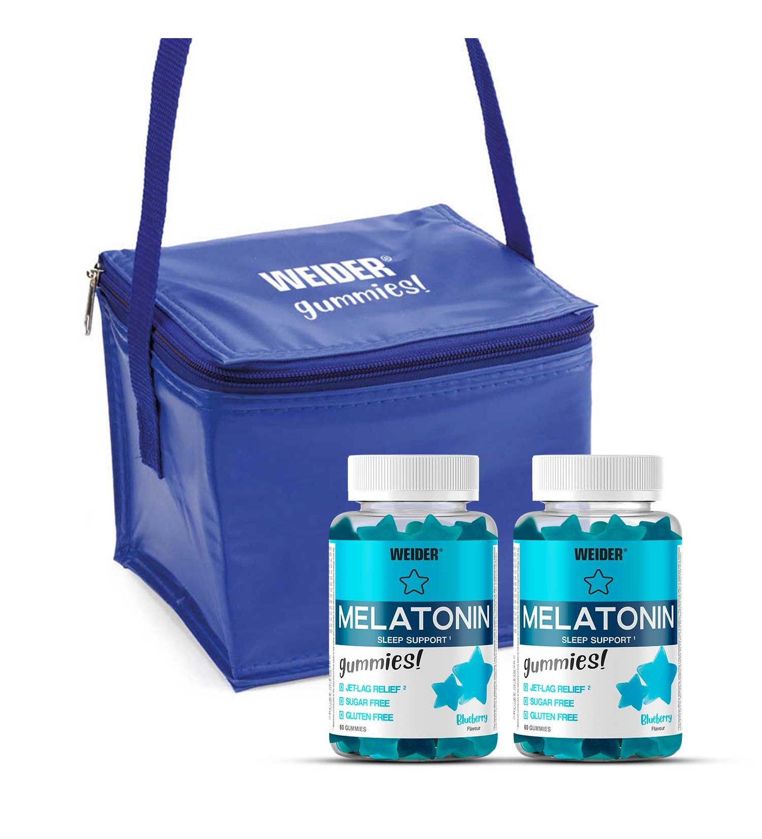 Weider Duo Pack Melatonin Gummies + Insulated Bag (2 x 60 Erasers) Blueberry Flavor 1 mg Melatonin/Gum Helps Against Insomnia and Jet-lag Relies Sleep Disorders (For 4 Months) - Buy Online on GoSupps.com