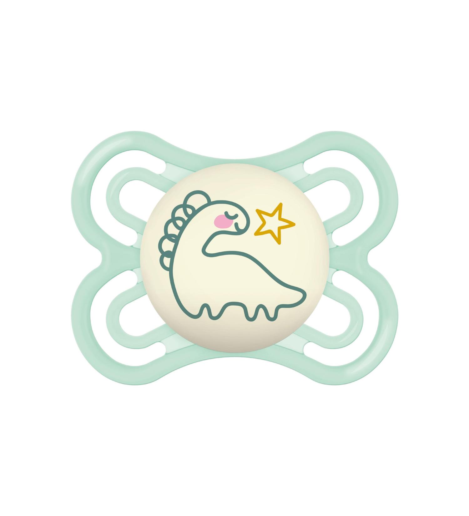 MAM Perfect Pacifier for 2-6 Months | Luminous SkinSoft Silicone Organic Round | Includes Pacifier Cover - Green - Buy Online on GoSupps.com