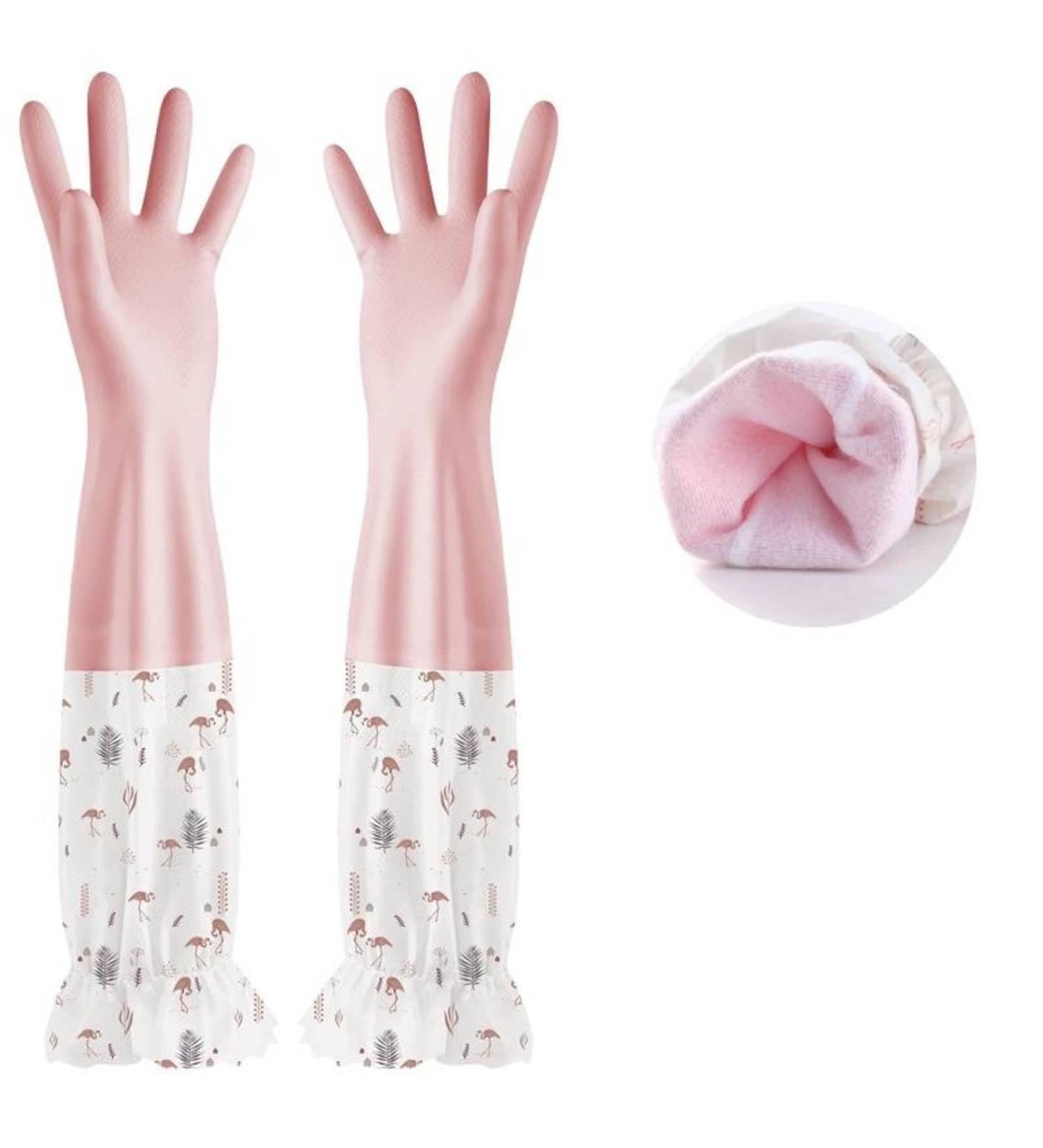 Dishwashing Gloves Thickened Rubber Gloves Winter Laundry Warm Waterproof Gloves Winter Home Latex Gloves Pink NO.3 S - Buy Online on GoSupps.com