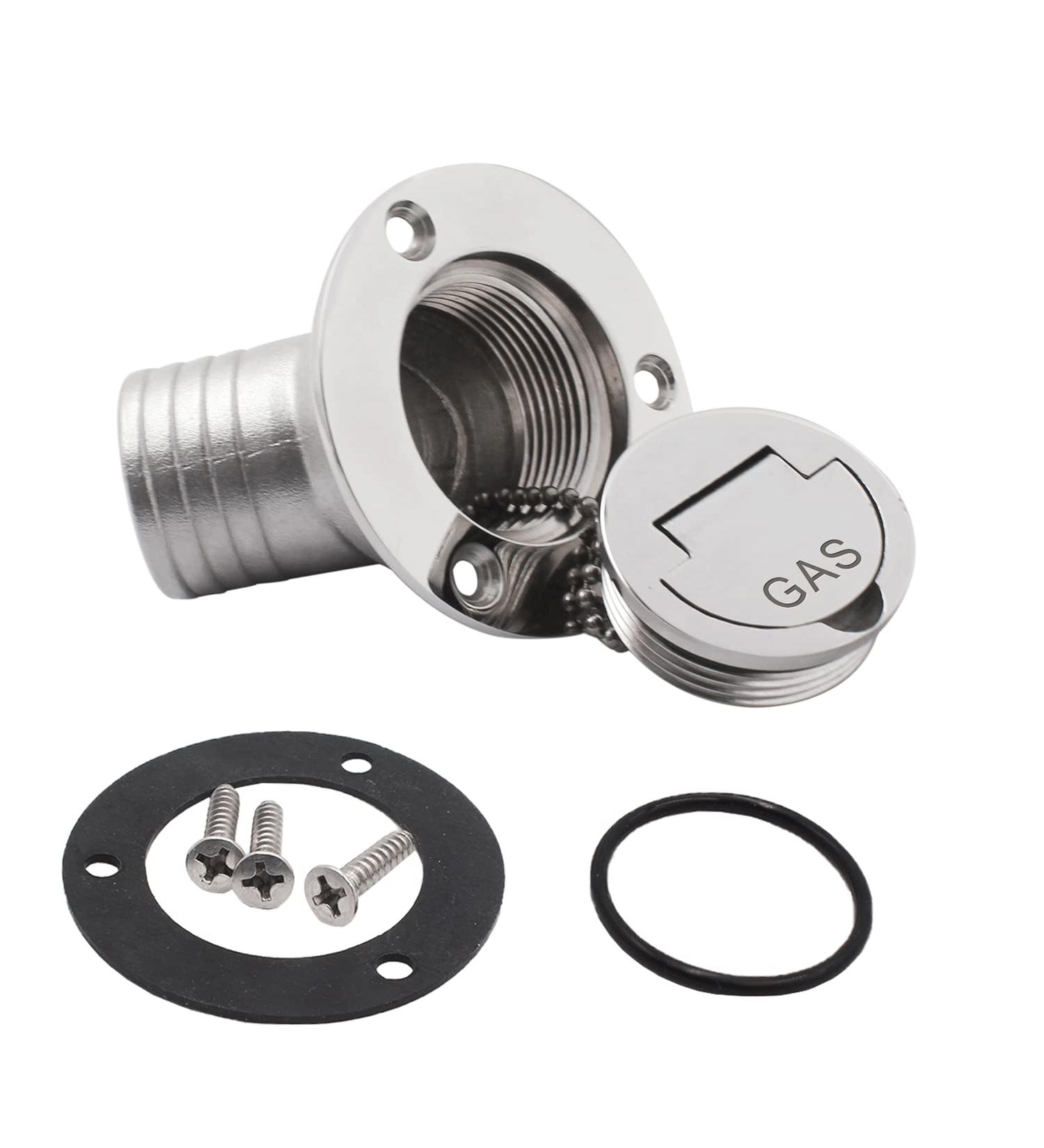 Shenghuiss 1-1/2 Stainless Steel Boat Deck Fill Kit | Gas/Water/DEO Fuel Cap | Marine Grade 316 Angled Neck | Keyless Cap | 38mm - Buy Online on GoSupps.com