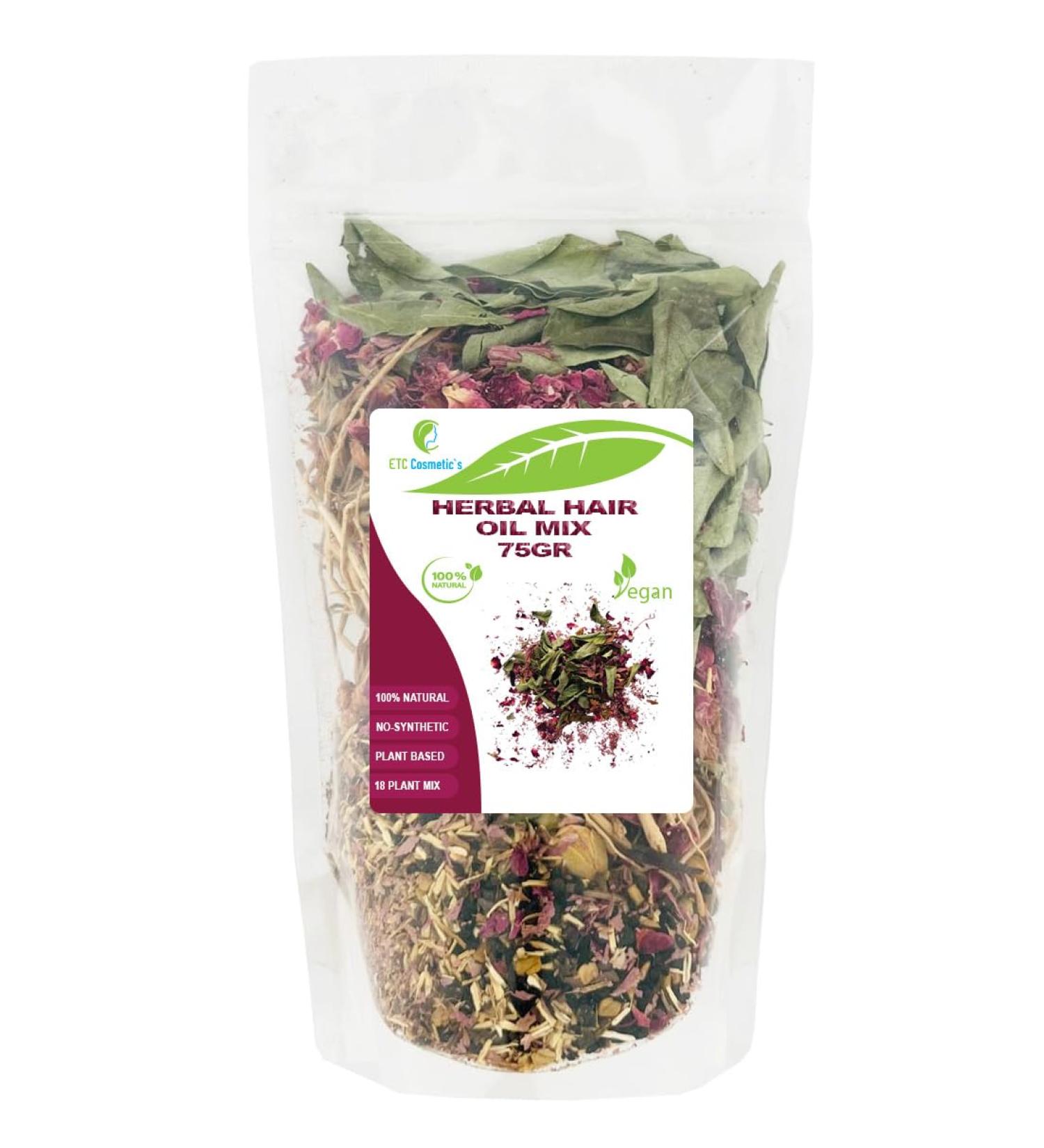 M lange d'huiles capillaires base de plantes - 75 gr - 18 herbes essentielles brutes pour infusion d'huile | Herbes indiennes 100% naturelles - Buy Online on GoSupps.com