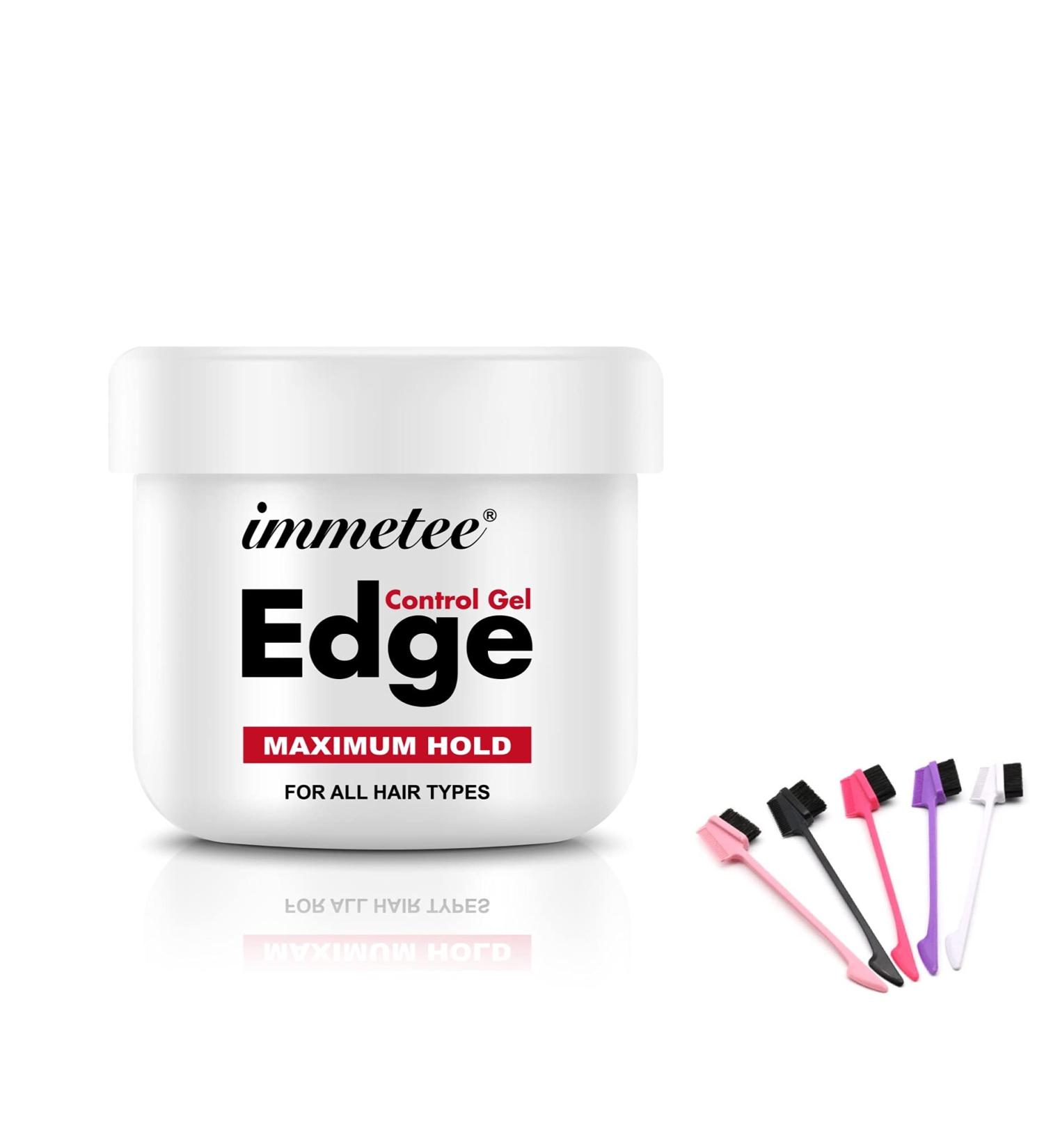 immetee Instant Control Edge Control Gel Long Lasting 4C Extreme Hold Braiding Gel Strong Hold Stylings Wax Non-greasy Smoother Edge (100g+Brush) (Edge Control Gel) - Buy Online on GoSupps.com