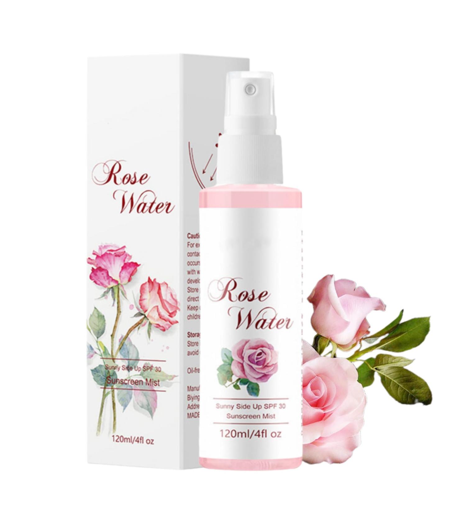 Rose Water - Rose Water for Face - Rose Water Toner for Face - Hydrating Face Mist Sunscreen SPF 30 - Organic Rose Water with Glycerin - No Additives Rose Water Spray 120ml - Buy Online on GoSupps.com