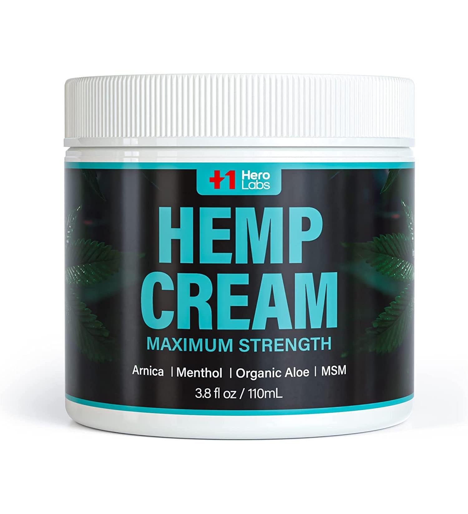 Hemp Cream - Made in USA - HeroLabs Hemp Extract Cream for Muscles Joints Back Knees Elbows Ease - Maximum Strength Natural Hemp Oil Extract Cream - 3.82 Oz (3.82 Oz) 3.82 Ounce (Pack of 1)