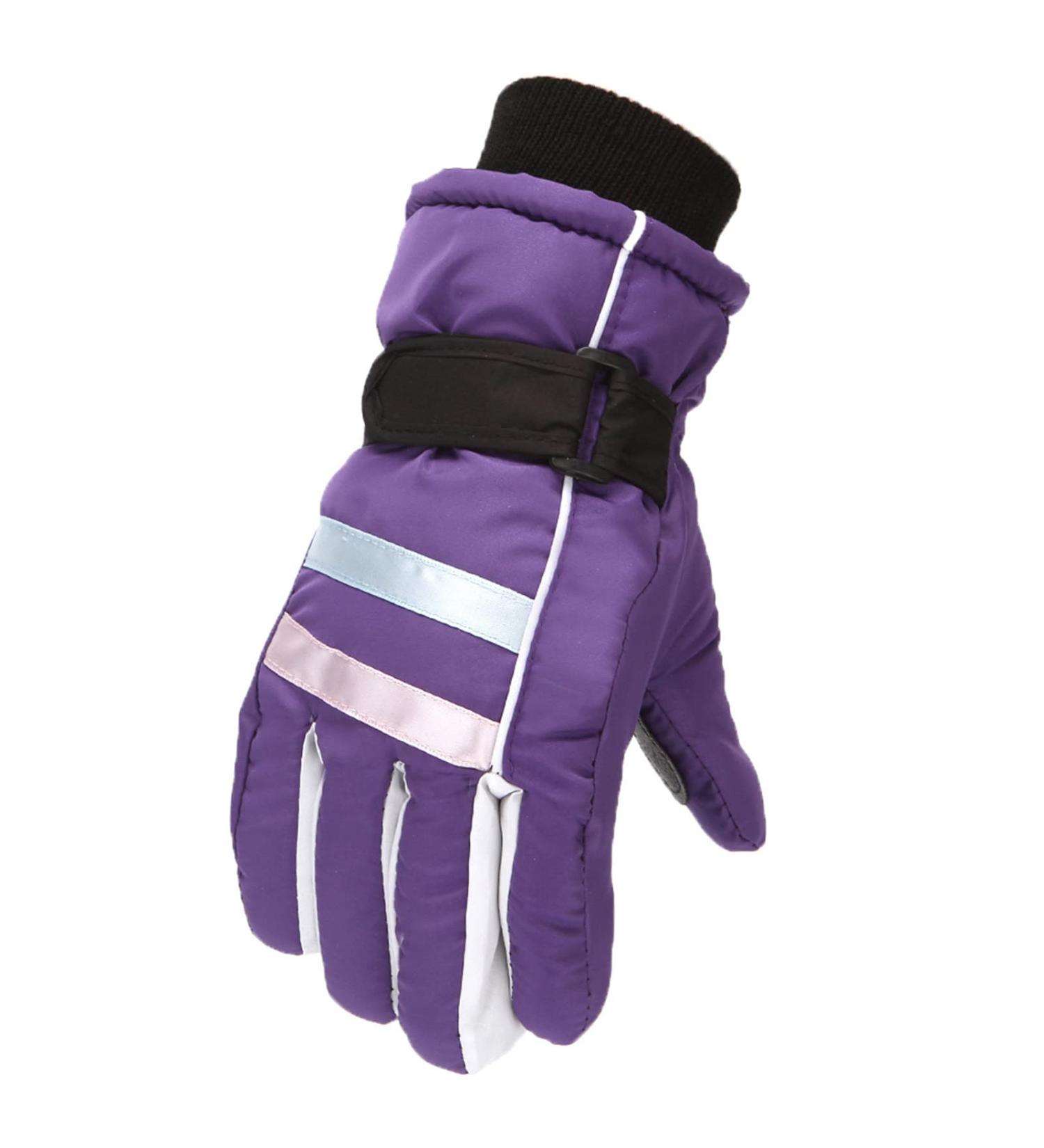 Purple PVC Waterproof Insulated Winter Gloves for Women, Kids - Ideal for Skiing, Cycling, Hiking - Unisex Warm Gloves - Buy Online on GoSupps.com