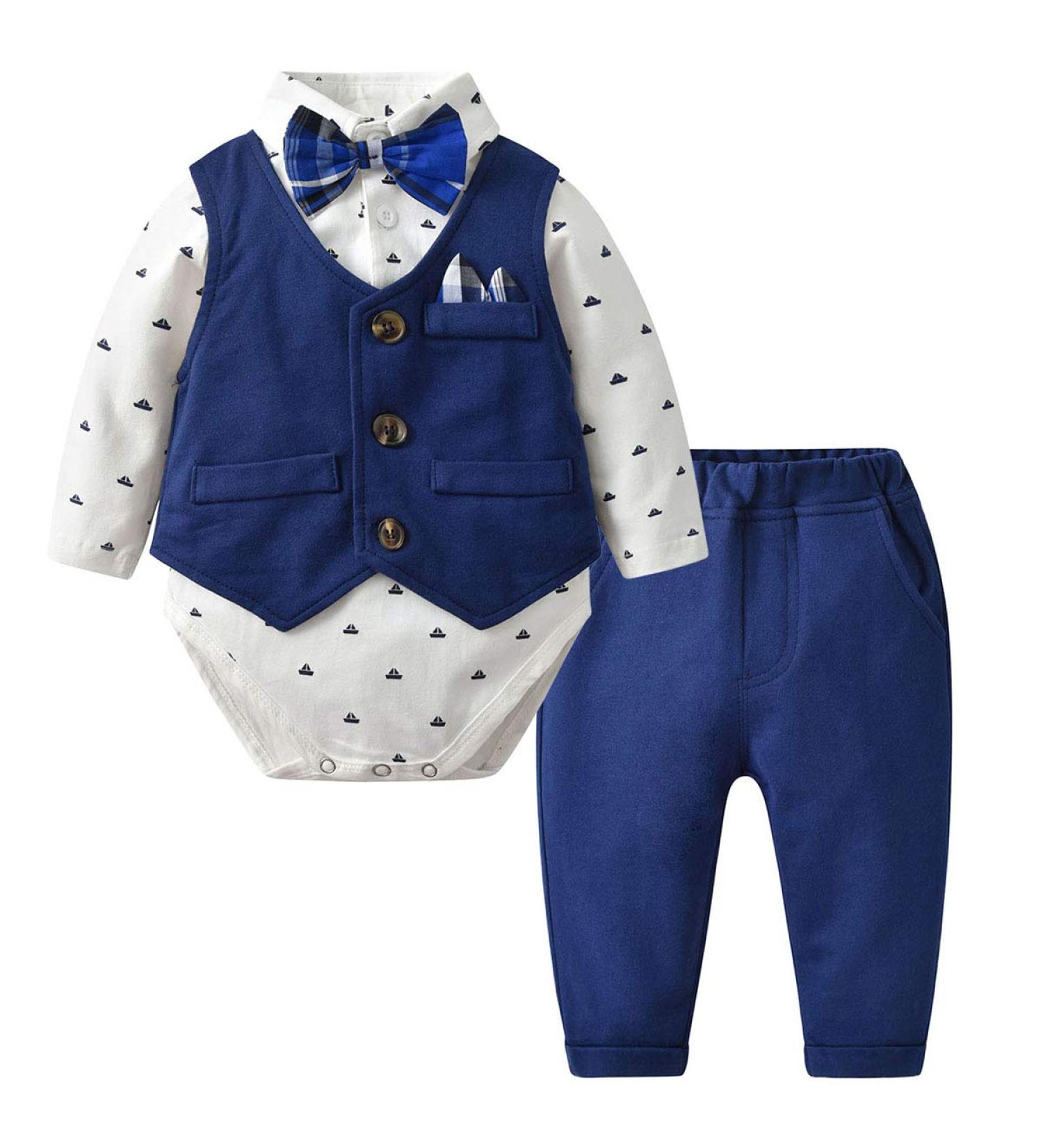 Famuka Baby Boy 3 Piece Formal Outfit Suit | Navy Gentleman Tuxedo | 2-18 Months - Buy Online on GoSupps.com