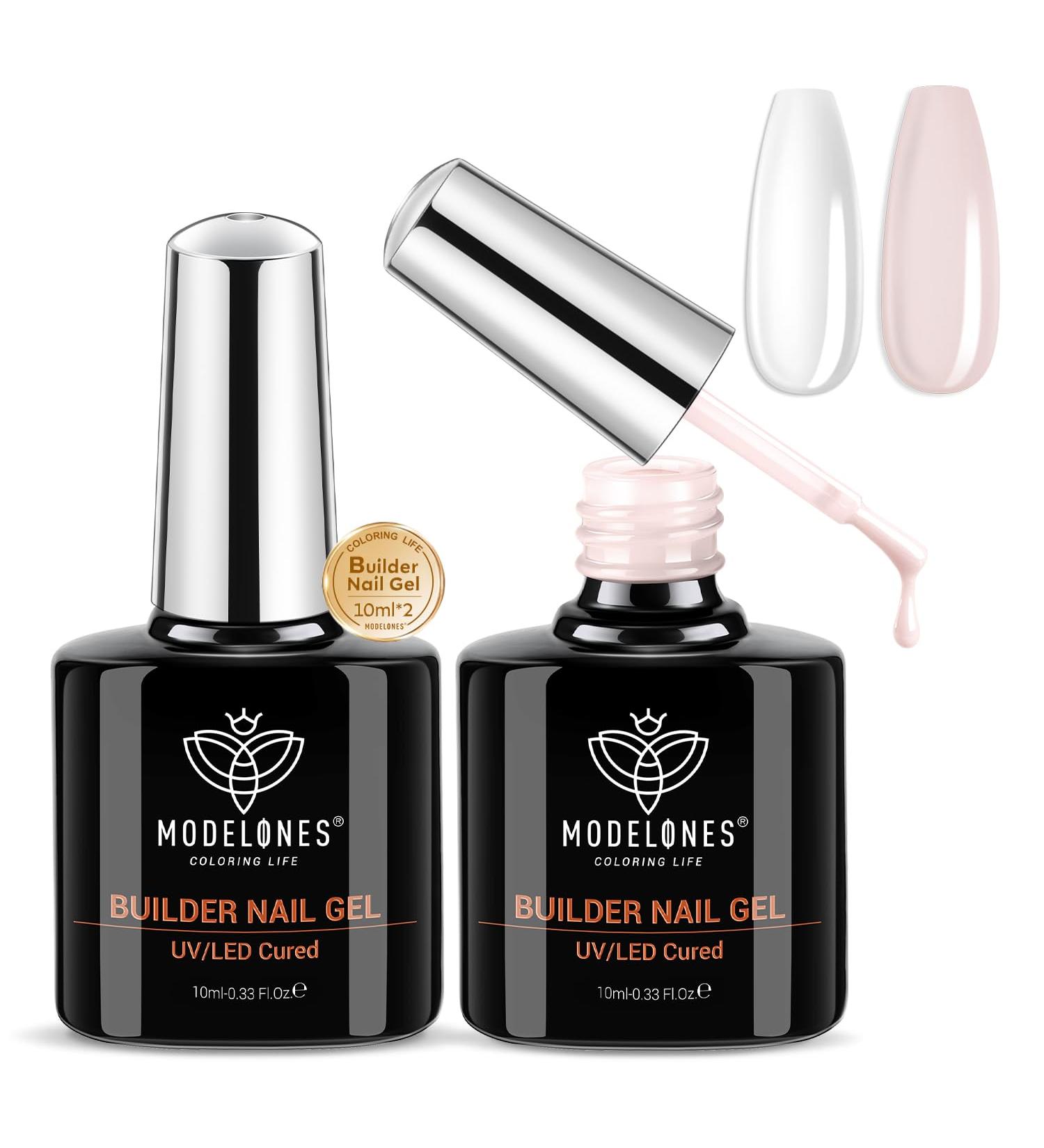 Modelones Builder Nail Gel Set 2 Colors 10ml Clear and Nude Builder Gel for Nail Thickening Nail Strengthener Apex Building Extension Gel Rhinestone Nail Glue Gel in a Bottle LED Nail Lamp Cured Hard Gel Clear Nude - Buy Online on GoSupps.com