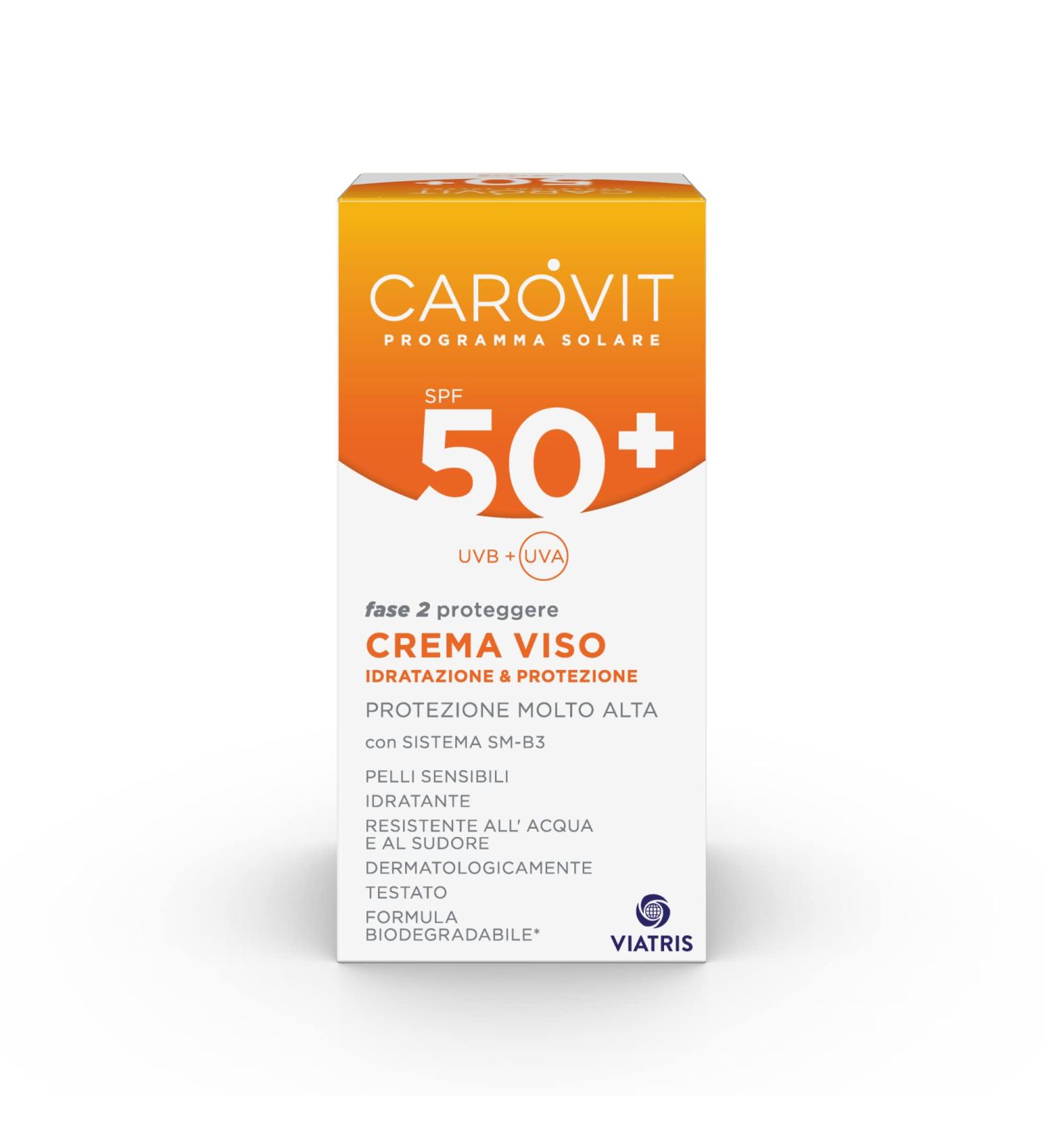 Face cream SPF50+ very high sun protection against UVA and UVB+ rays up to 8 hours water resistant Carovit Solar Program 50 ml bottle - Buy Online on GoSupps.com