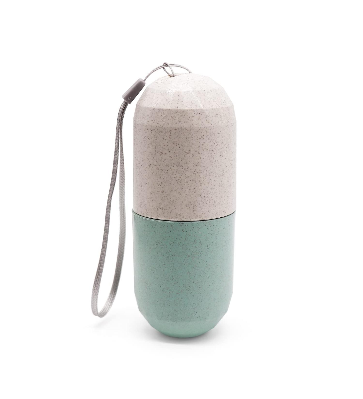 Cute Pill Organizer 7 Day - Large Capacity Weekly Pill Box Eco-Friendly Grain Fiber Travel Case (Blue & Beige) - Moisture-Proof Design - Buy Online on GoSupps.com
