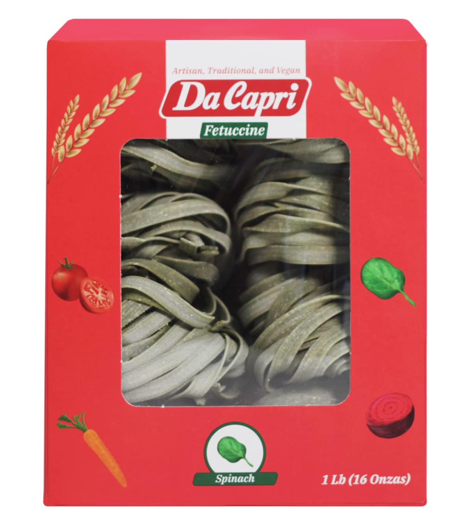 Spinach Fettuccine (Pack of 2) | Homemade Italian Pasta Da Capri | Plant-Based 16 Oz | Vegan & Healthy - Buy Online on GoSupps.com
