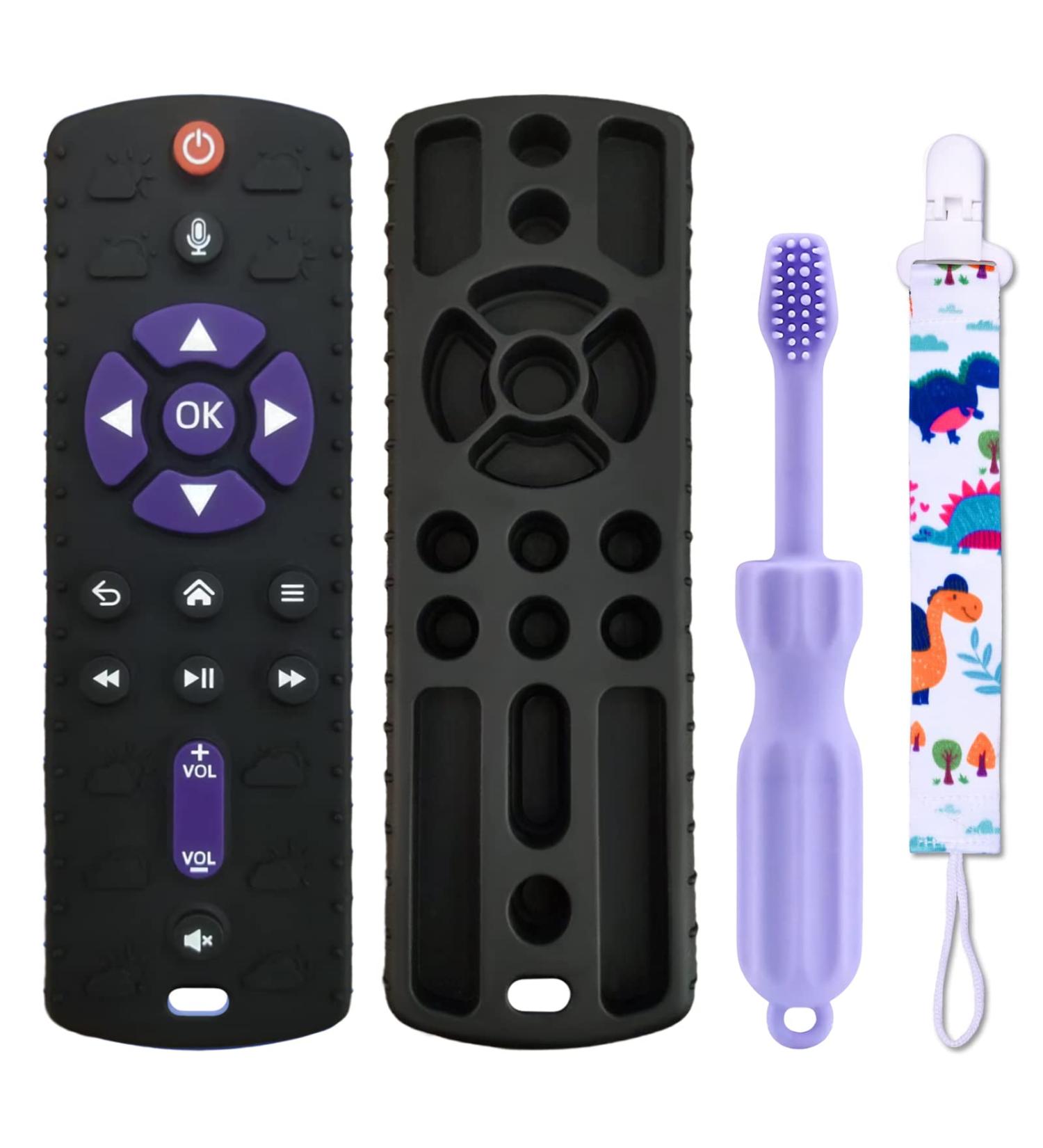 2-Pack Remote Control Shape Teether Toy Set for Babies 6-18 Months - BPA Free Chew Toys for Boys and Girls - Buy Online on GoSupps.com