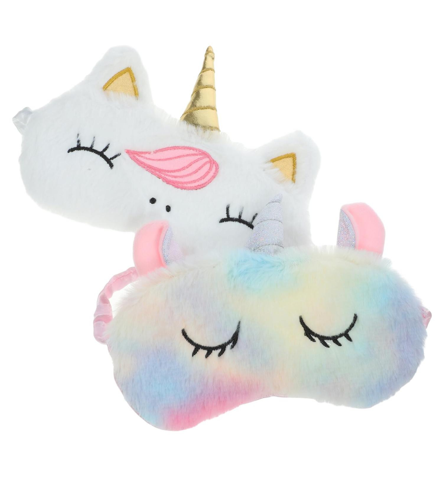 FOMIYES Unicorn Sleeping Mask - 2pcs Plush Eye Covers for Kids & Adults | Cute Sleep Mask for Girls Women & Children | Ideal Gift for Sweet Dreams - Buy Online on GoSupps.com
