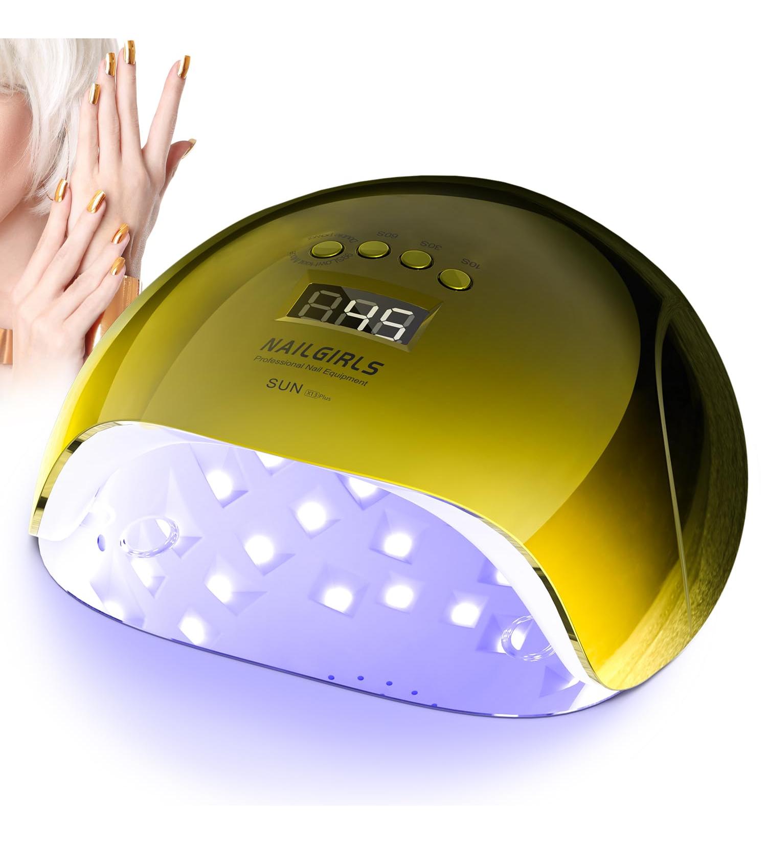 NAILGIRLS 150W UV LED Nail Lamp for Home Salon Professional | Gel Polish Nail Dryer with Timer Presets | Auto Sensor & Detachable Base | Gold Nail Art Tools for Fingernail & Toenail - Buy Online on GoSupps.com