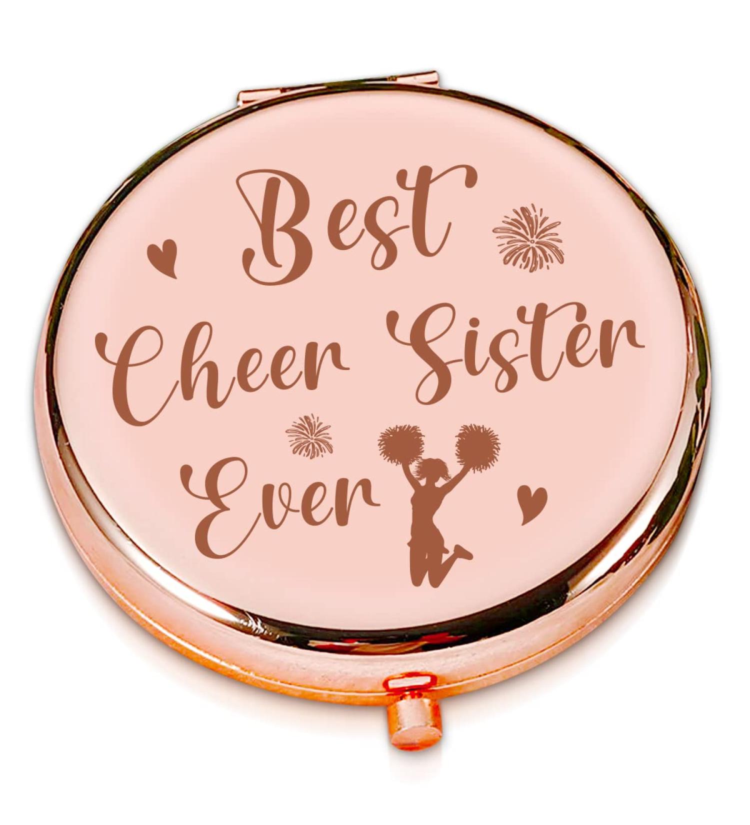 LRUIOMVE Cheer Gifts for Girls - Funny Rose Gold Engraved Travel Makeup Mirror - Buy Online on GoSupps.com