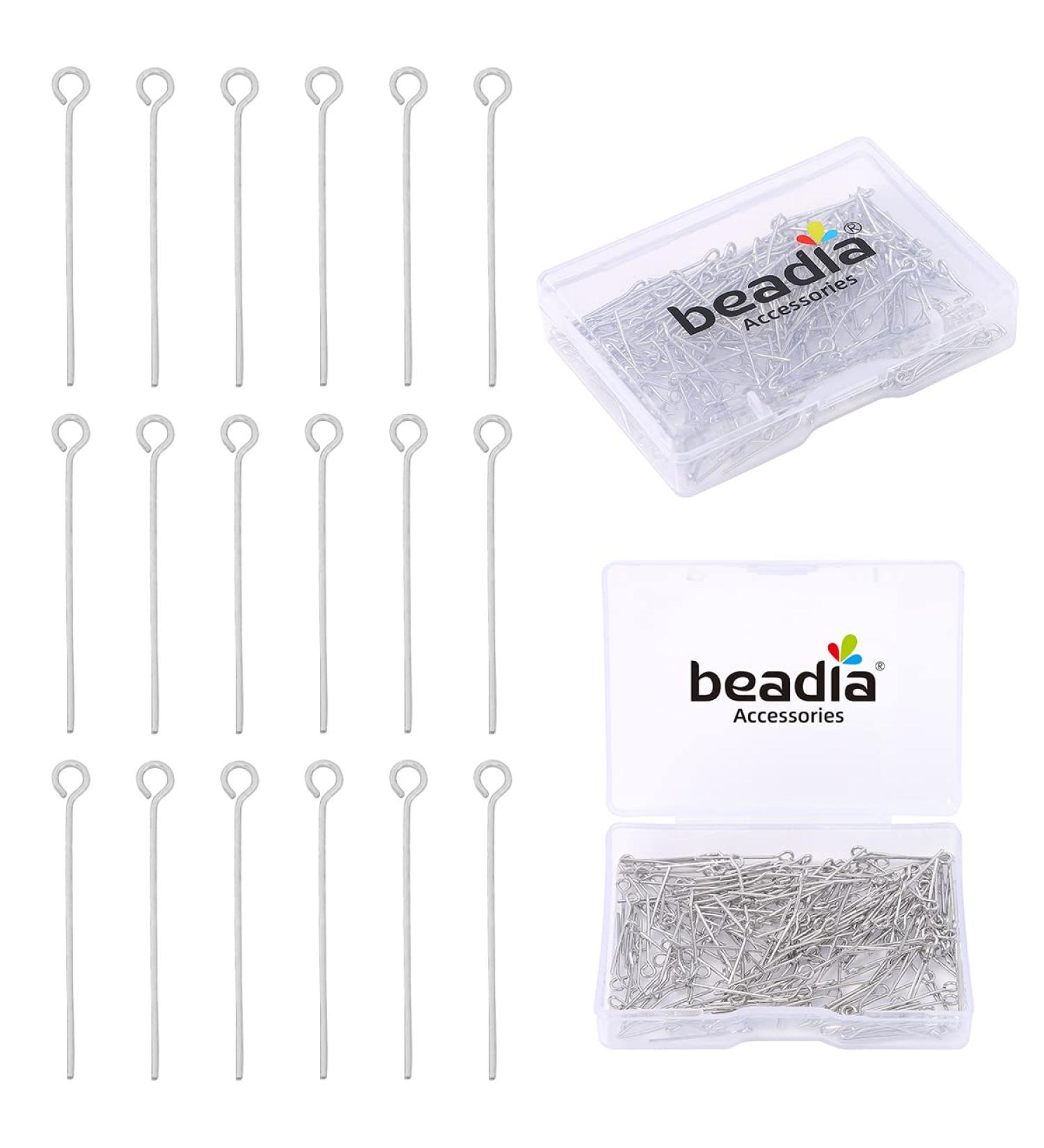 BEADIA Platinum Plated Open Eye Pins 20mm 200pcs - Non Tarnish Jewelry Making Findings - Buy Online on GoSupps.com