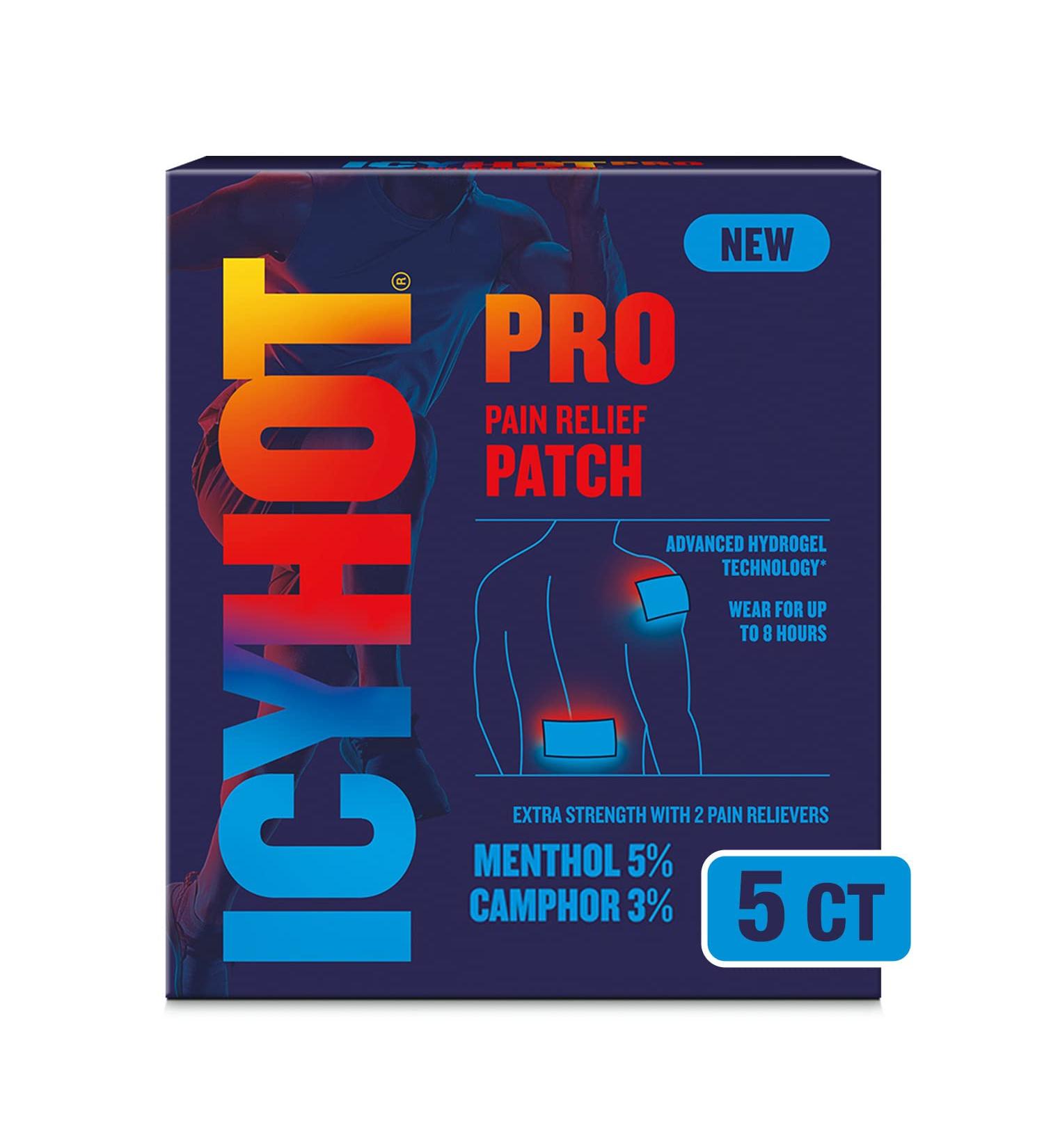 Icy Hot Pro No-Mess Pain Relief Patches - Menthol & Camphor - Advanced Hydrogel Technology - 5 Count - International Shipping Available - Buy Online on GoSupps.com