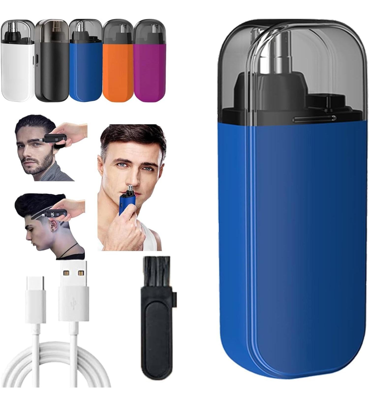 Portable Waterproof Nose Hair Trimmer for Men - 2 in 1 Electric Nasal Cutter (Blue) | International Shipping - Buy Online on GoSupps.com