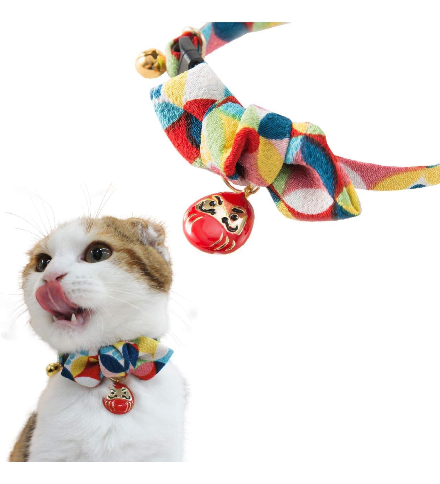 Necoichi Red Daruma Charm Bow Tie Cat Collar - Stylish & Adjustable - Buy Online on GoSupps.com