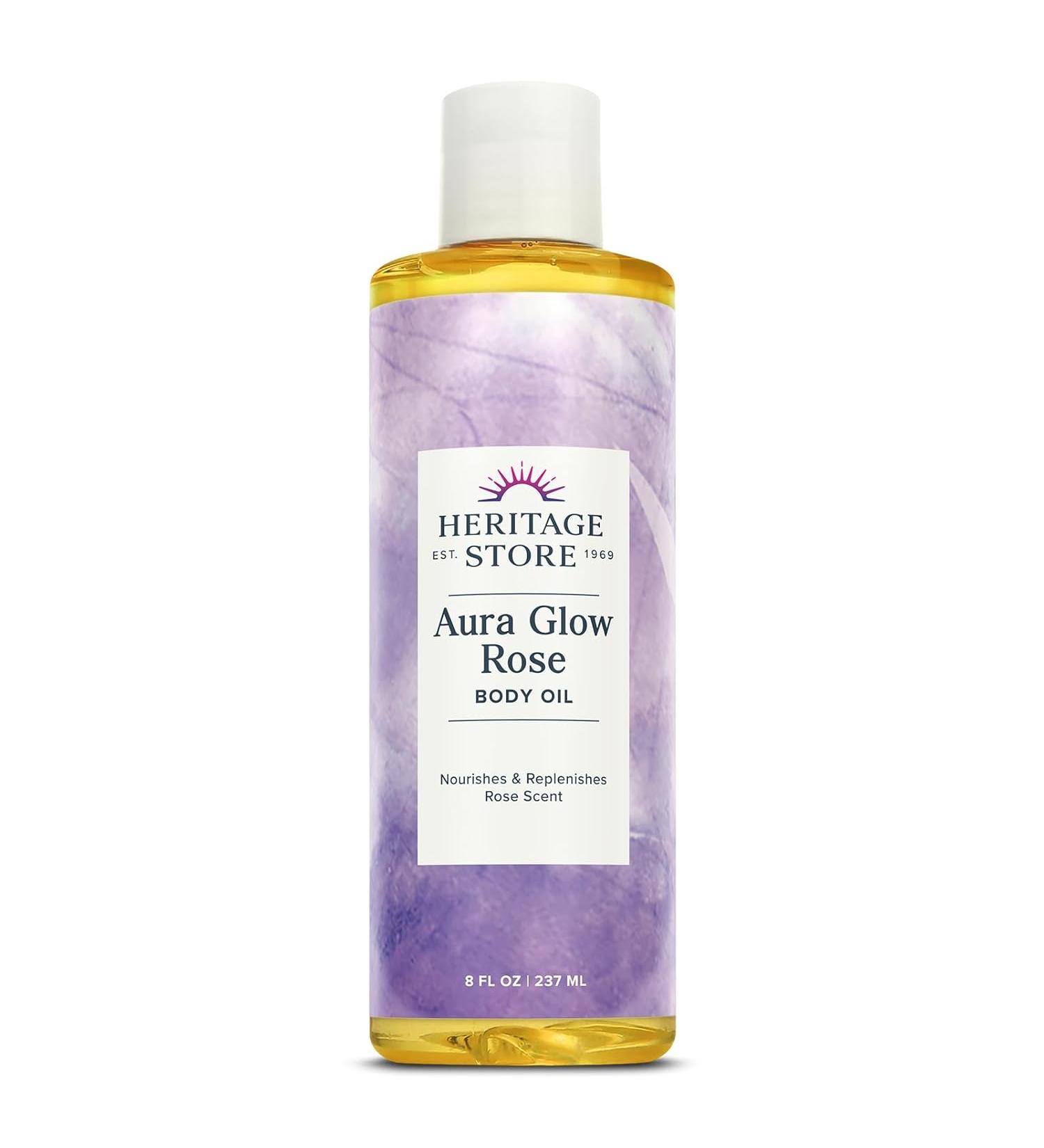 Aura Glow Rose Body & Massage Oil | 8oz Moisturizer for Skin & Hair | Heritage Store - Buy Online on GoSupps.com