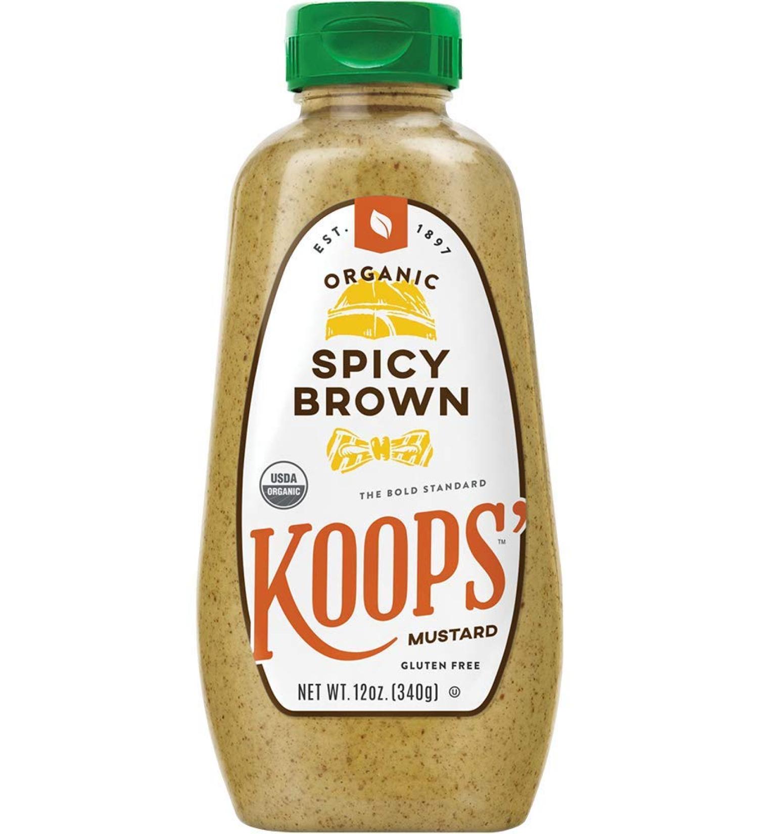 Koops Mustard Organic Spicy Brown, 12 Ounce (Pack of 12)