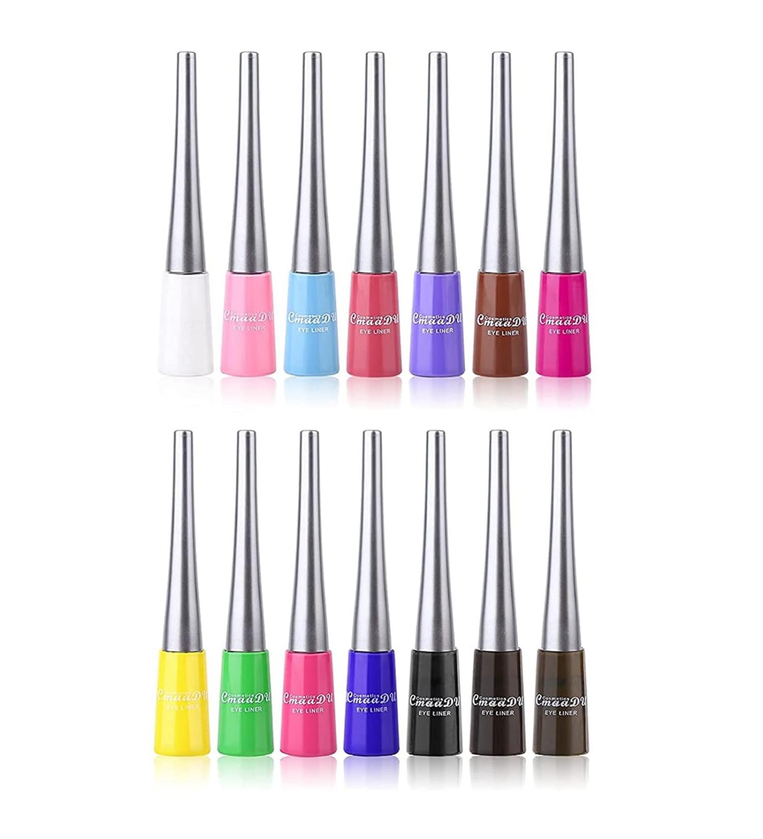 CHARMCODE 14 Color Liquid Eyeliner Set - White, Green, Pink, Red, Blue - Matte Waterproof Formula - Colorful Eyeliner Collection - Buy Online on GoSupps.com
