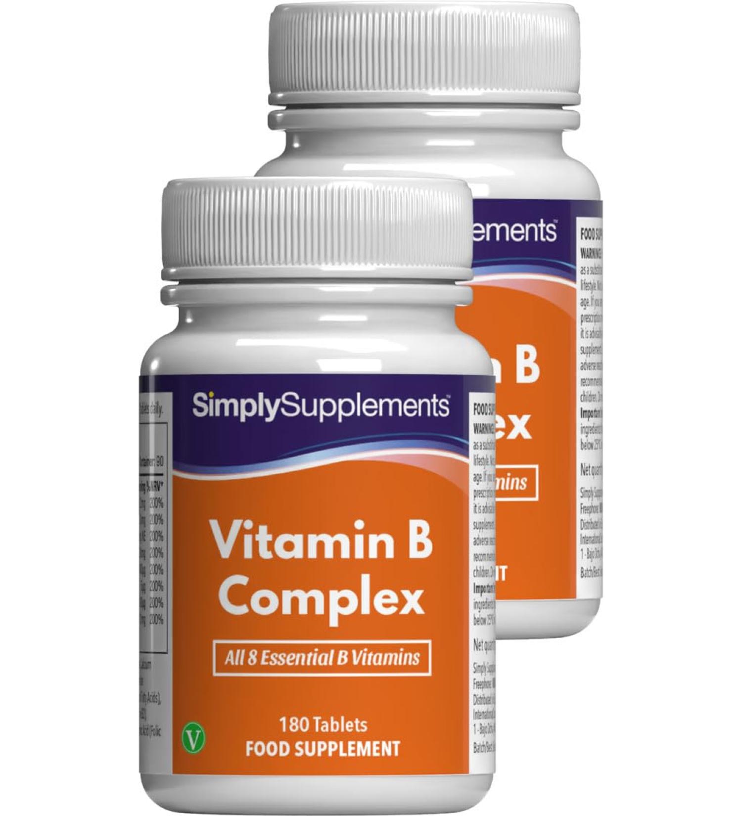 Complexe de Vitamines B | 360 Comprim s V g taliens | Compl ment Alimentaire Naturel pour Jusqu 1 An d Utilisation | Soutien au Bien- tre G n ral | SimplySupplements - Buy Online on GoSupps.com