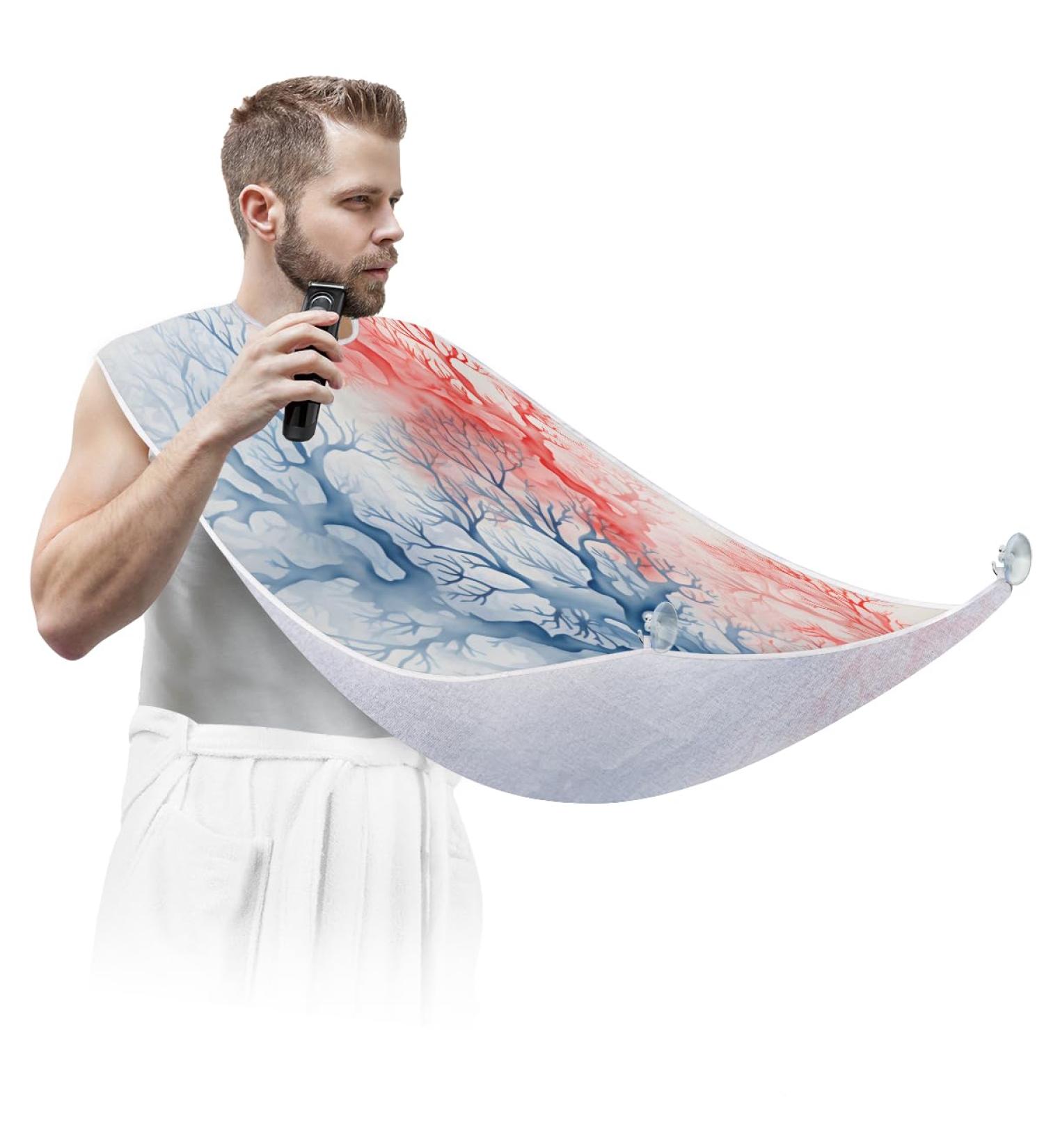 Abstract Plants Beard Bib Apron | Beard Hair Catcher for Men | Perfect Gift for Father's Day Anniversary & Christmas | Includes 2 Suction Cups - Buy Online on GoSupps.com