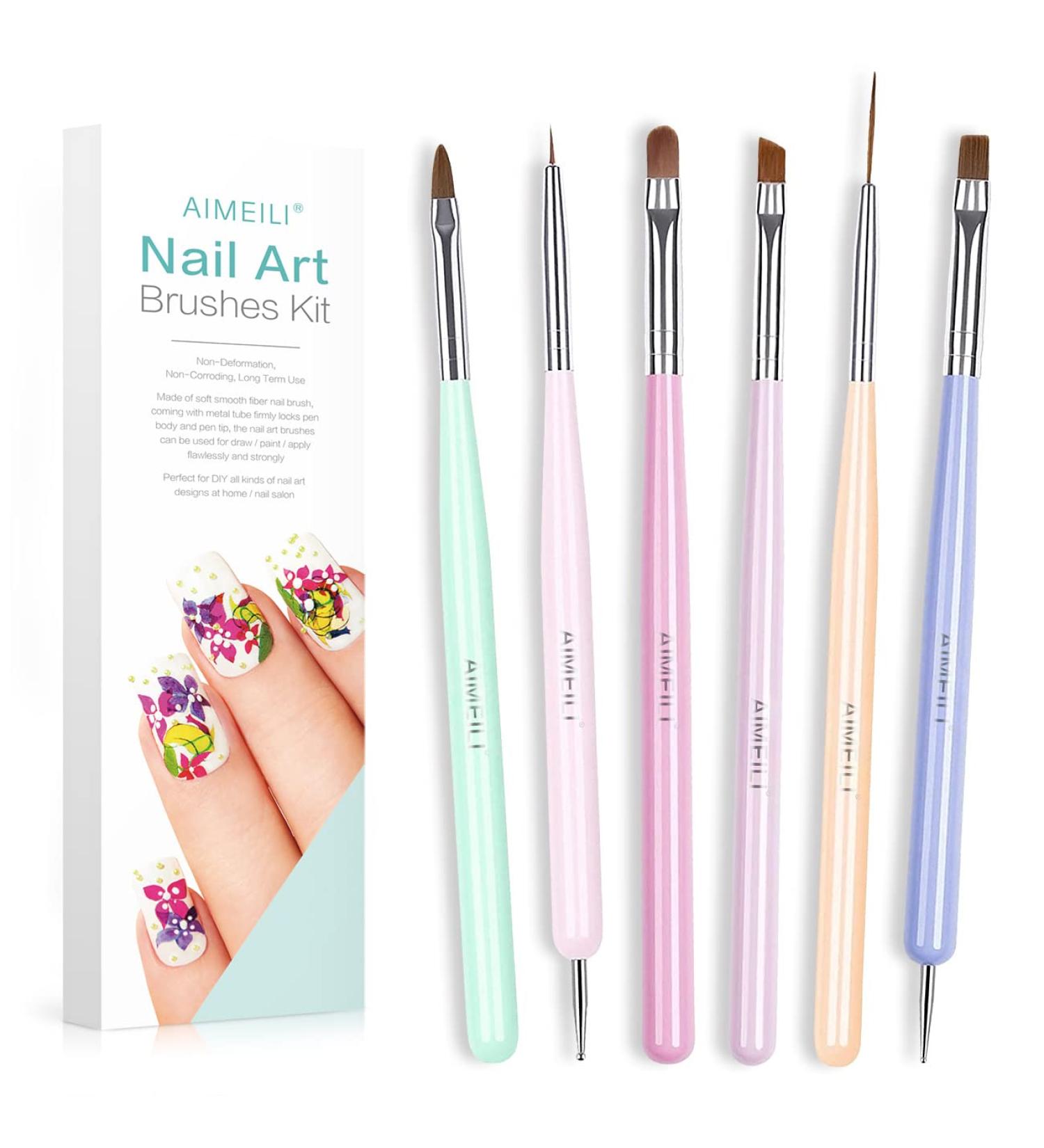 AIMEILI Nail Art Brushes Set for Gel Polish Painting and DIY Manicure - Buy Online on GoSupps.com
