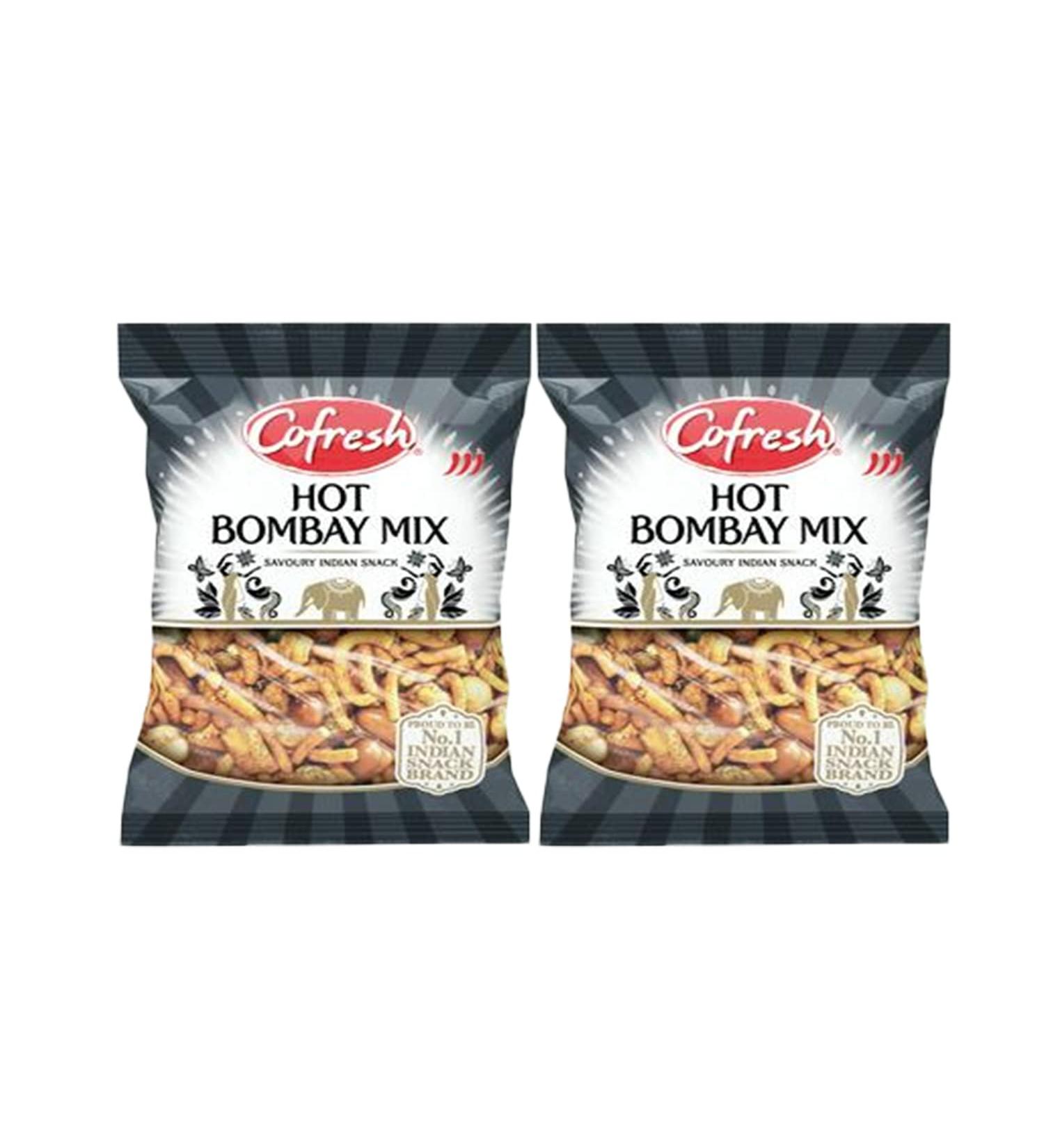 ONE STOP DEALERS Cofresh Mix - Crispy & Spicy - Delicious Namkeen Indian Snacks - Made with Authentic Taste - Enjoy at Tea Time & Picnics (Cofresh Bombay Mix Hot 200g Pack of 2)