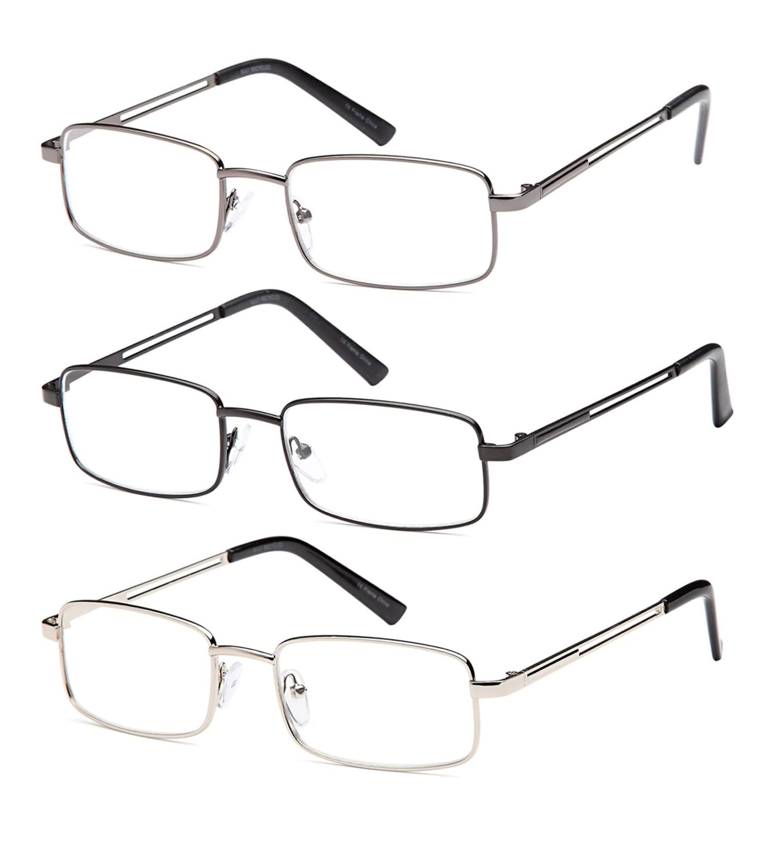 Gamma Ray Optics Stainless Flex Reading Glasses 2.5X - Men's Readers 3X Magnification - Buy Online on GoSupps.com