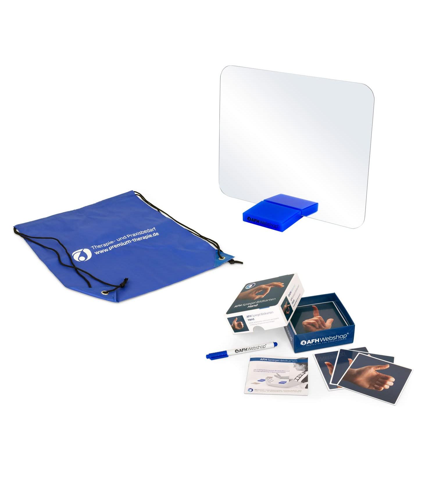 AFH T-Mirror Premium | small | incl. carrying bag | stand: blue | picture cards hand stand: blue | with picture cards hand