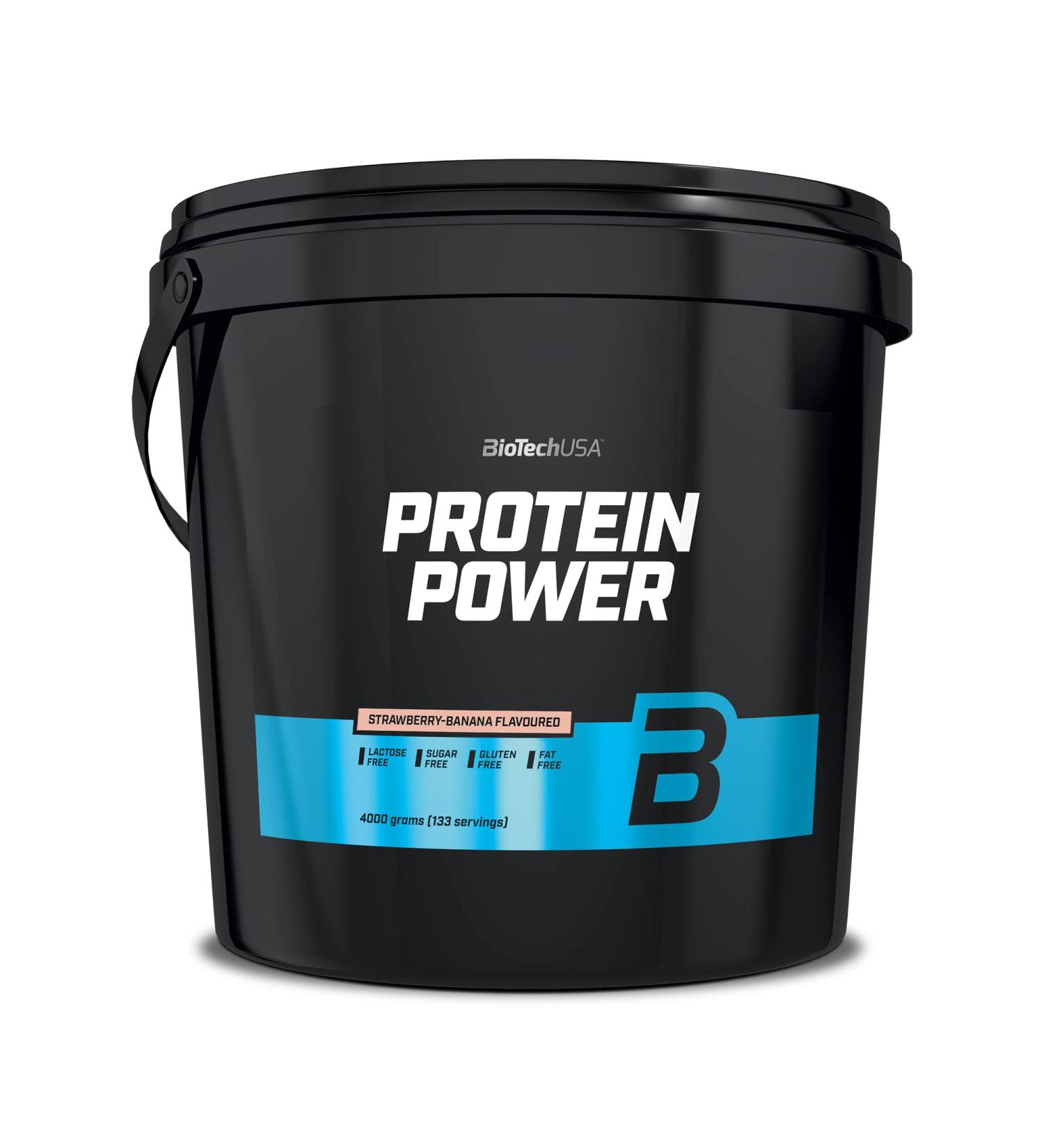 Biotechusa Protein Power 4kg - High Protein Sugar-Free Lactose-Free Gluten-Free with Creatine - Strawberry-Banana Flavor - Buy Online on GoSupps.com