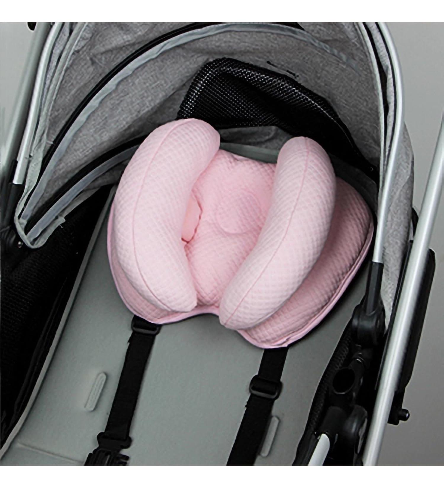 Qchomee 2-in-1 Baby Travel Pillow - Adjustable Infant Neck Support & Headrest for Car Seat, Pram, Stroller - Washable Insert Cushion - Toddler (3-24 Months) - Pink - Buy Online on GoSupps.com