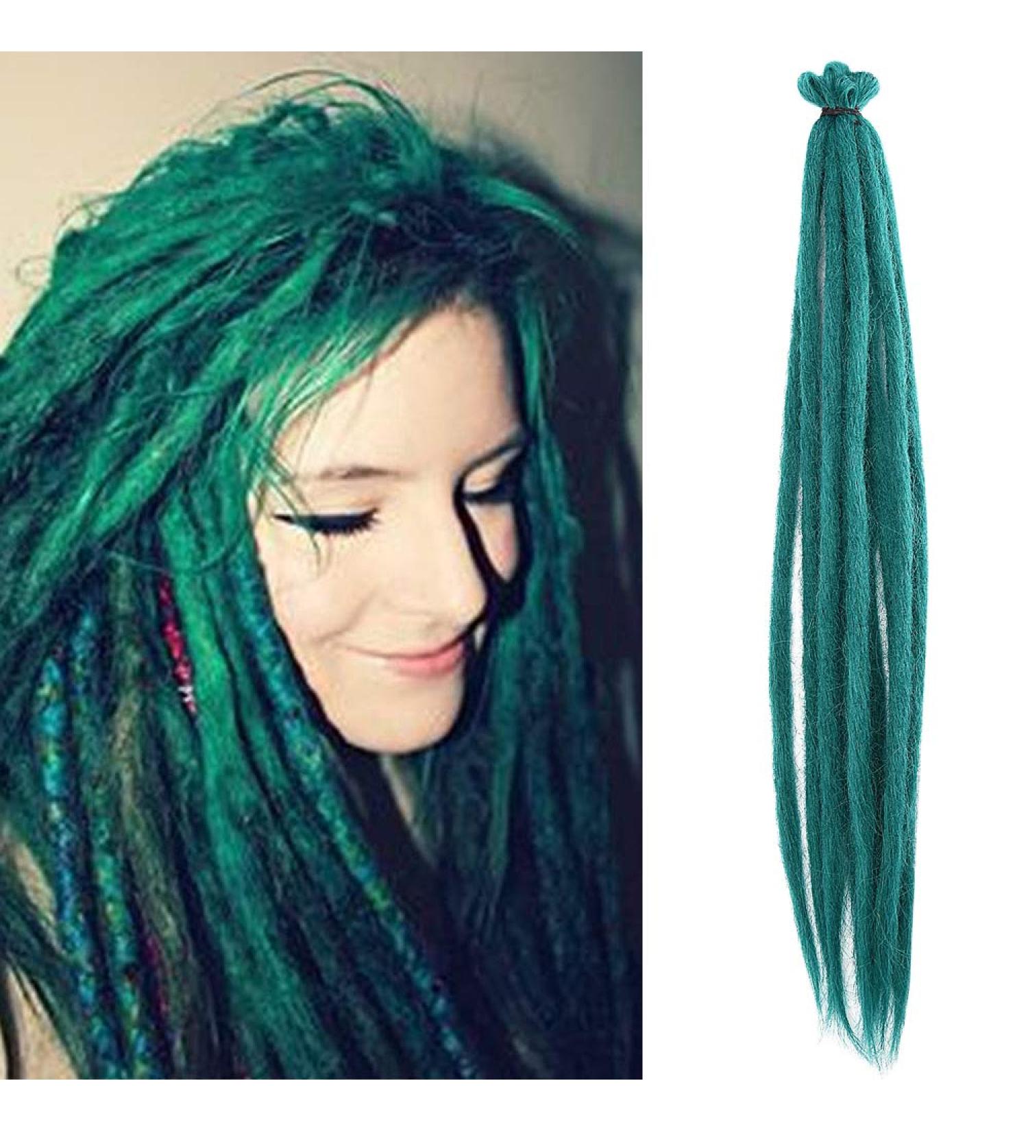 10PCS Turquoise Dreadlock Extensions - Synthetic Crocheted Faux Locs for Men & Women | Jamaica Punk Hip-Hop Hair Accessories - Buy Online on GoSupps.com