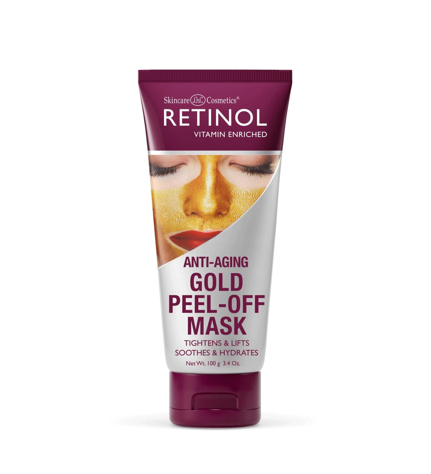 Retinol Gold Peel-Off Mask | Tightens Lifts & Hydrates Skin | Firm & Brighten with Real Gold & Flower Extracts - Luminous Finish - Buy Online on GoSupps.com
